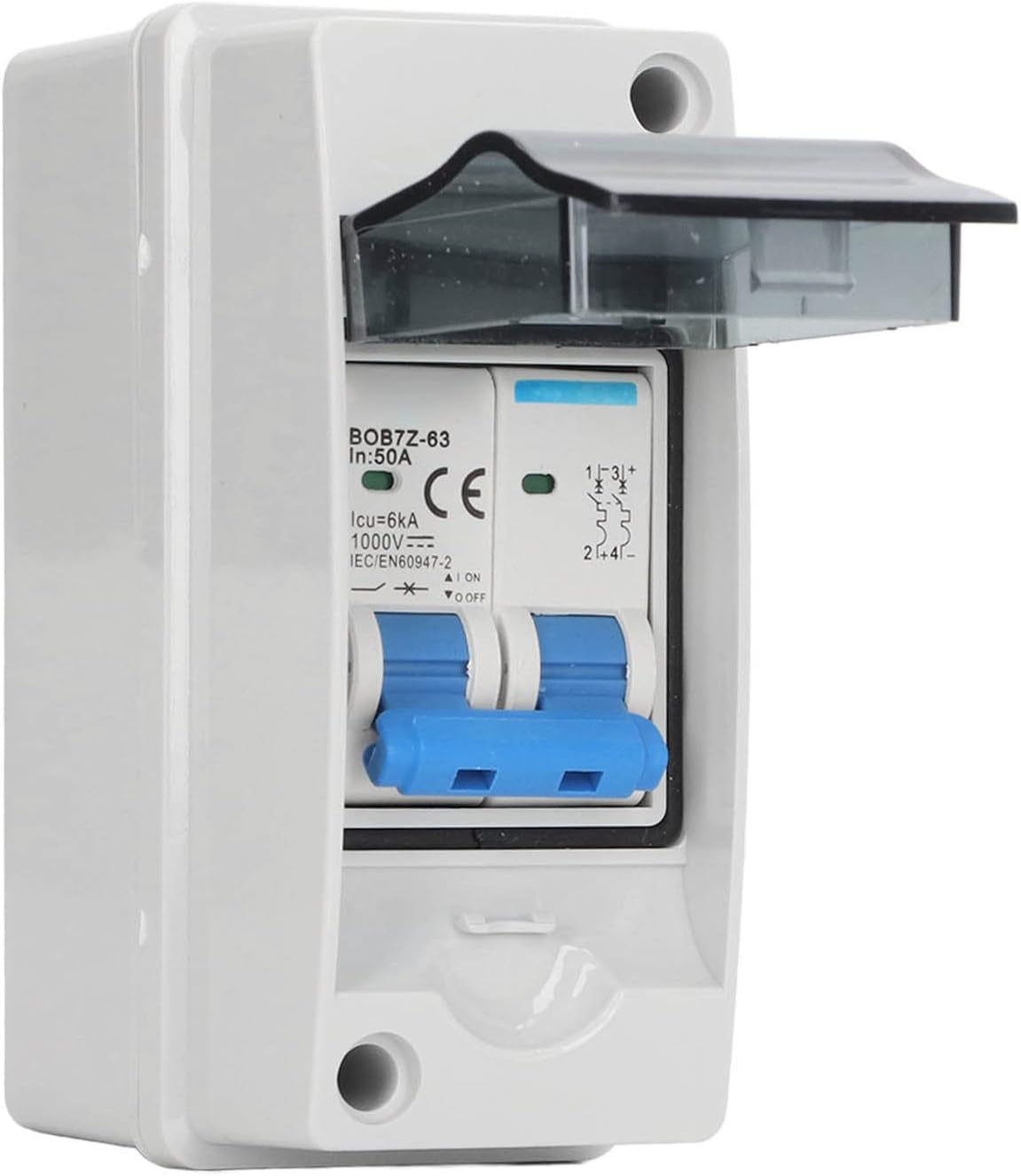 DC Disconnect Switch, DC Miniature Circuit Breaker 50A Isolator for Solar PV System, Waterproof Overvoltage for Home RV