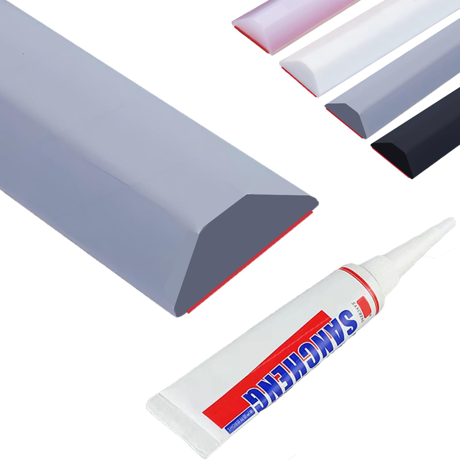 39'' Bathroom Water Barrier,Collapsible Shower Threshold Water Dam, Shower Barrier and Self-Adhesive Shower Water Barrier, Water Retaining Dam Strip Dry and Wet Separation,Transparent