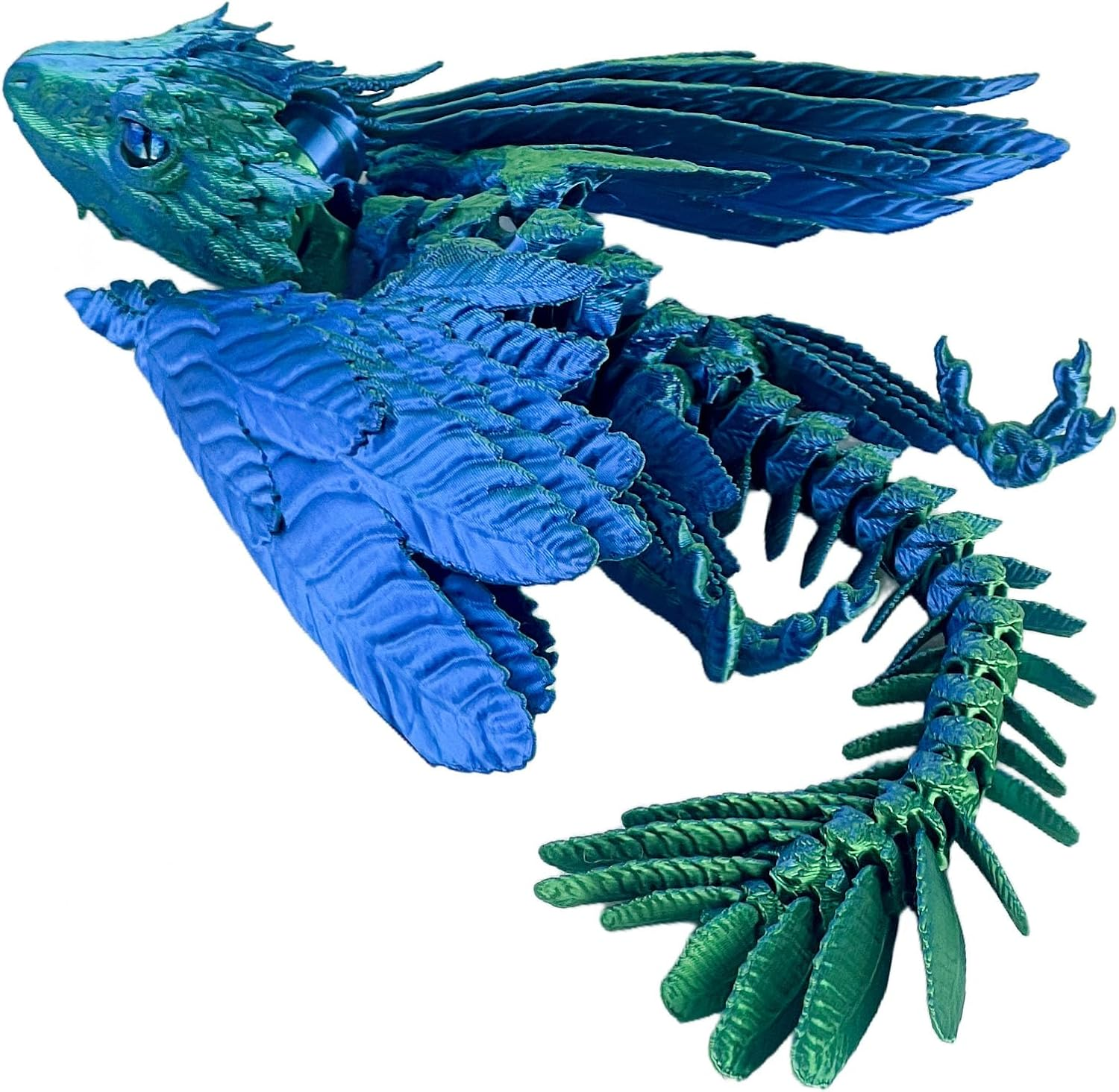 Feathered Wyvern Dragon,3D Printed Dragon, Articulated Dragon with Wings, 3D Printed Toys, Desktop Pet - Perfect for Fantasy Enthusiasts (Noctilucent Blue)