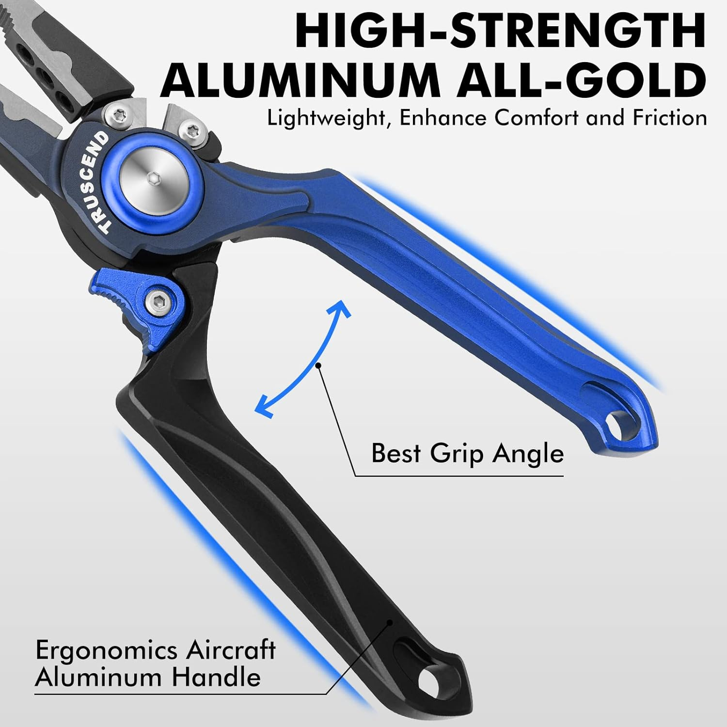 TRUSCEND Lockable Fishing Pliers Saltwater with Line Cutter, Corrosion Resistant Teflon Coated Muti-Function Fishing Gear as Split Ring Plier Hook Remover, Amazing Fishing Gifts for Men