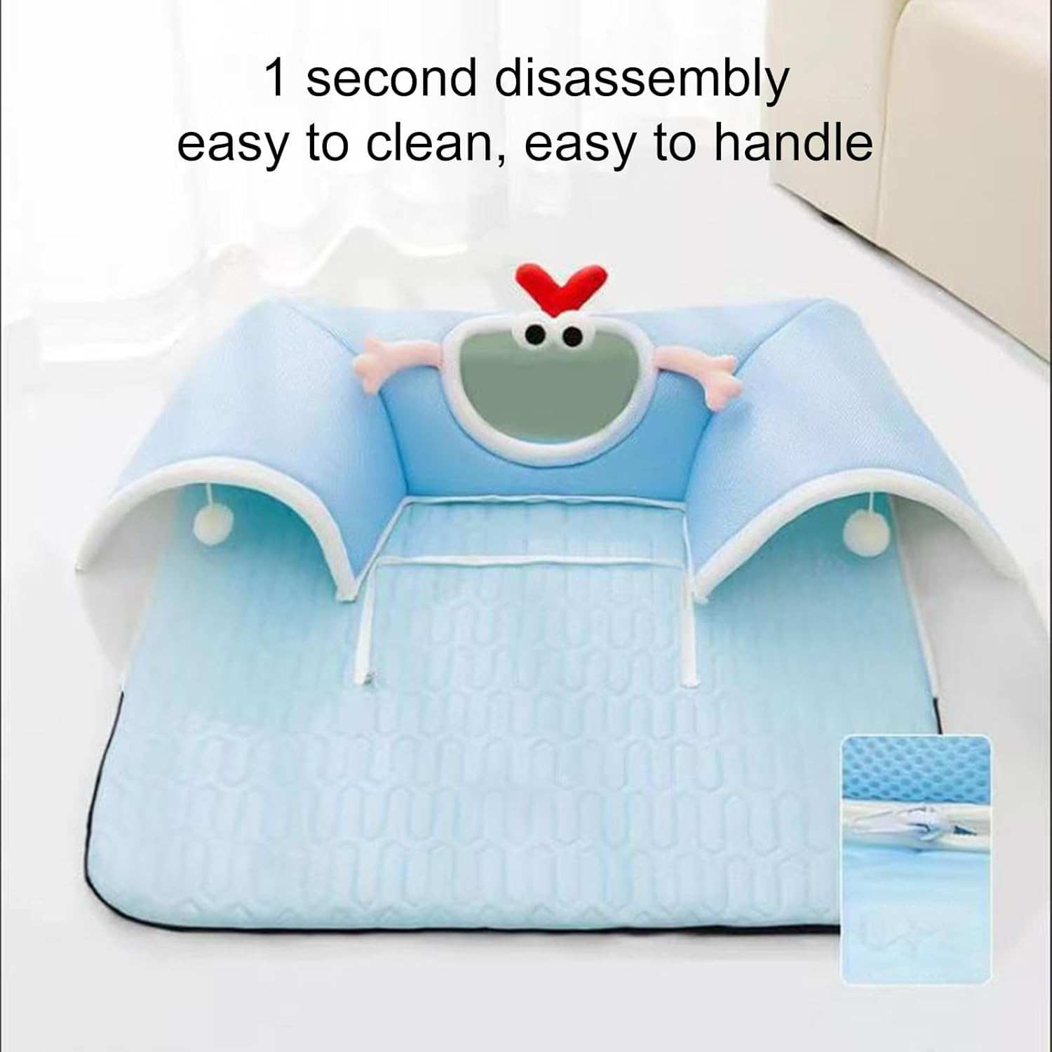 Cat Tunnel Bed,Large Cat Bed Cave with Tunnel | Breathable Nest Interactive Toys for Kitten Puppy Sleeping Boredom Sleeping Indoor Apartment Enrichment Winter Summer - M Blue image number 3