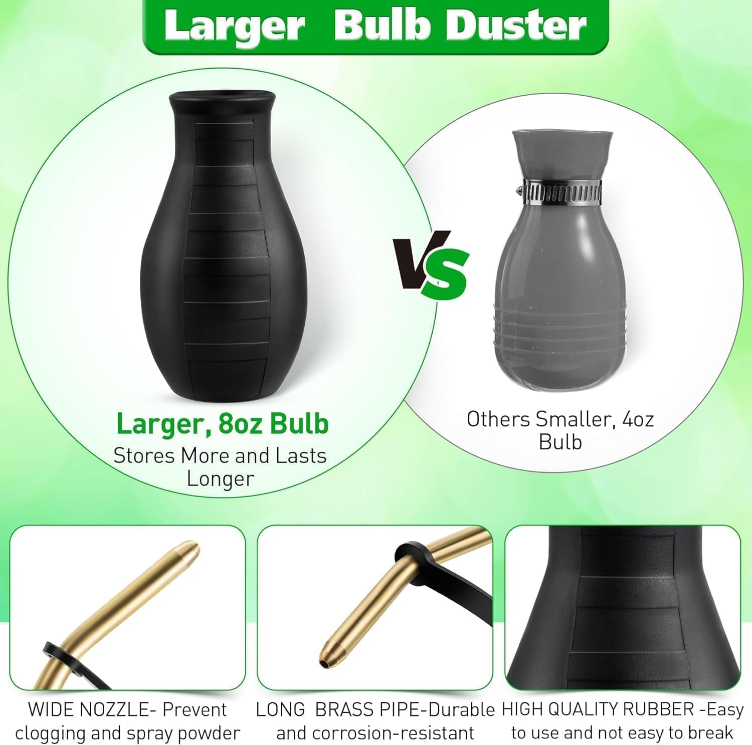 Diatomaceous Earth Powder Duster with Long Metal Tube, Bulb Duster Sprayer for Organic Gardening, Indoor Outdoor Plant Care & Home Pest Control, Powder Applicator Dispenser for Agricultural Use image number 1