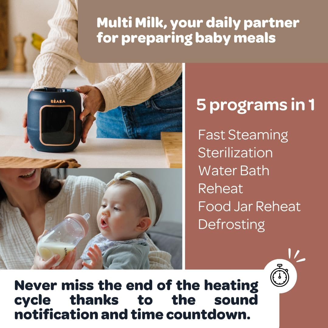 Beaba 5-In-1 Multi Milk Bottle Warmer, Night Blue image number 5