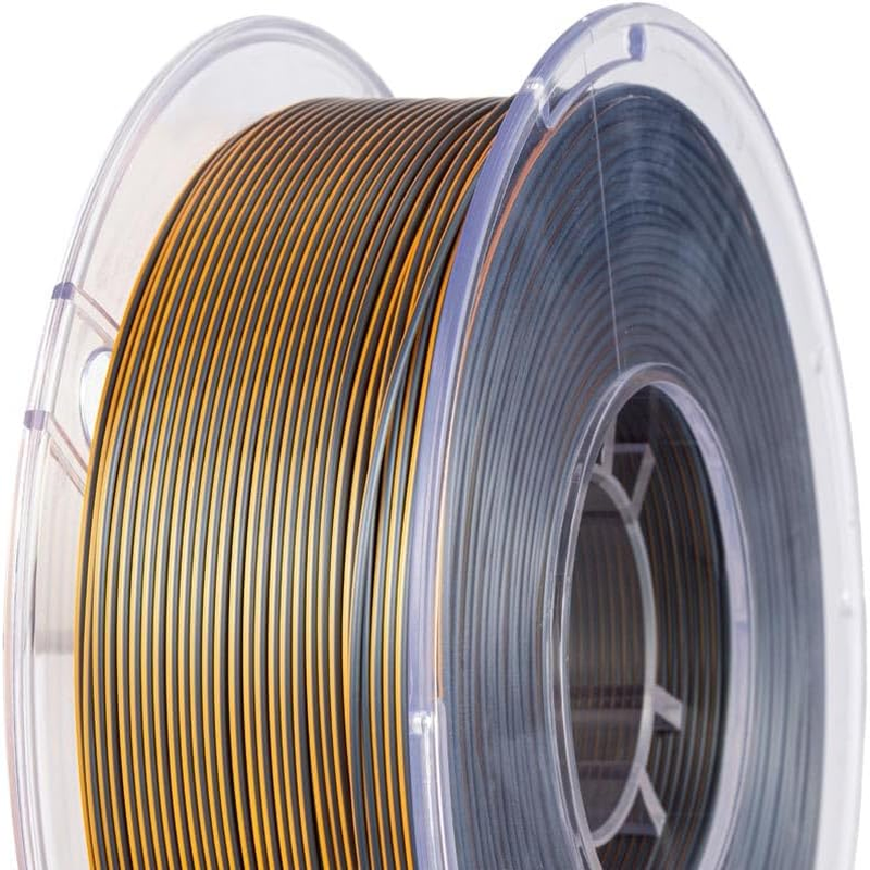 CC3D Silk Dual Colour PLA Filament Black Gold 1.75Mm 1KG 3D Printer Filament Two Colour Coextrusion PLA Shiny Metallic Filament 3D Printing Material Black Gold Dual Bicolor image number 1
