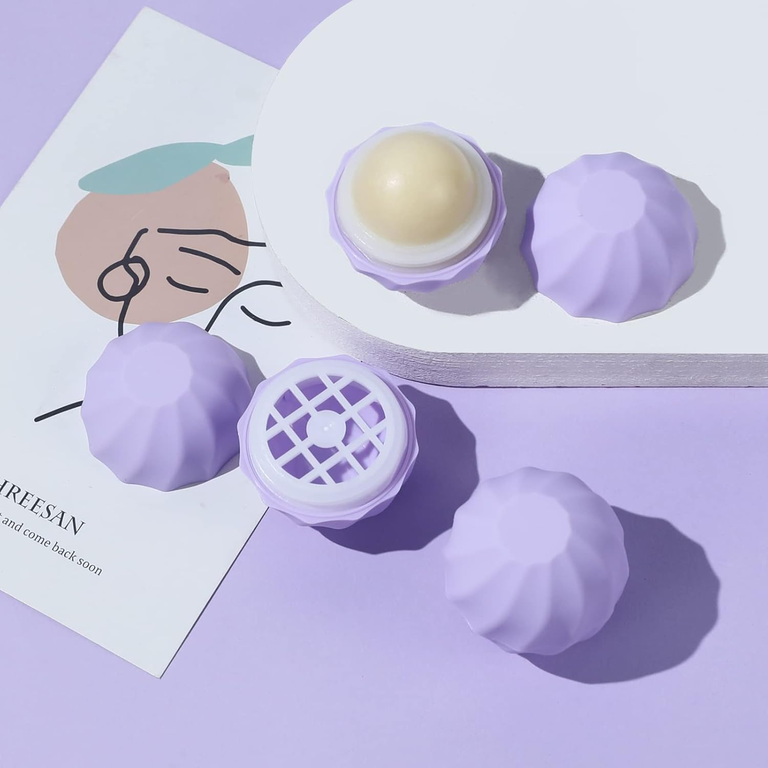 LONGWAY 0.24Oz (7Ml) Empty Lip Balm Sphere Containers | Screw Cap Lipstick Tubes/Chapstick Tubes/Chapstick Holder for Lip Gloss & BPA FREE (Pack of 10） (Light Purple) - Light Purple image number 6