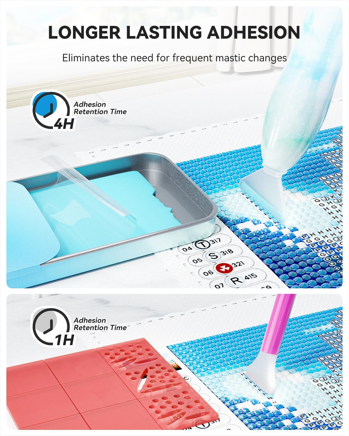 ARTDOT Enduring Stickiness Putty Wax for Diamond Art Kits for Adults,Strong Stickiness Clay Glue with Slide Storage Box for Diamond Painting Accessories and Tools image number 5