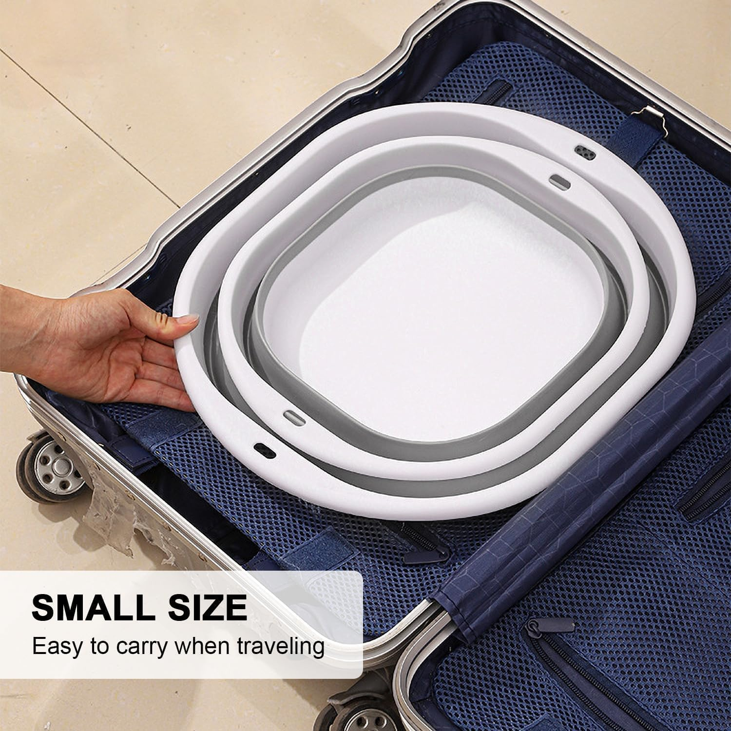 3 Pack Collapsible Wash Basin,Foldable Laundry Tub, Portable Wash Tub Set, Suspendable Design, for Dishing, Fruit, Foot Soak, Camping, Laundry, Home (Set of 3, S,M,L) image number 2