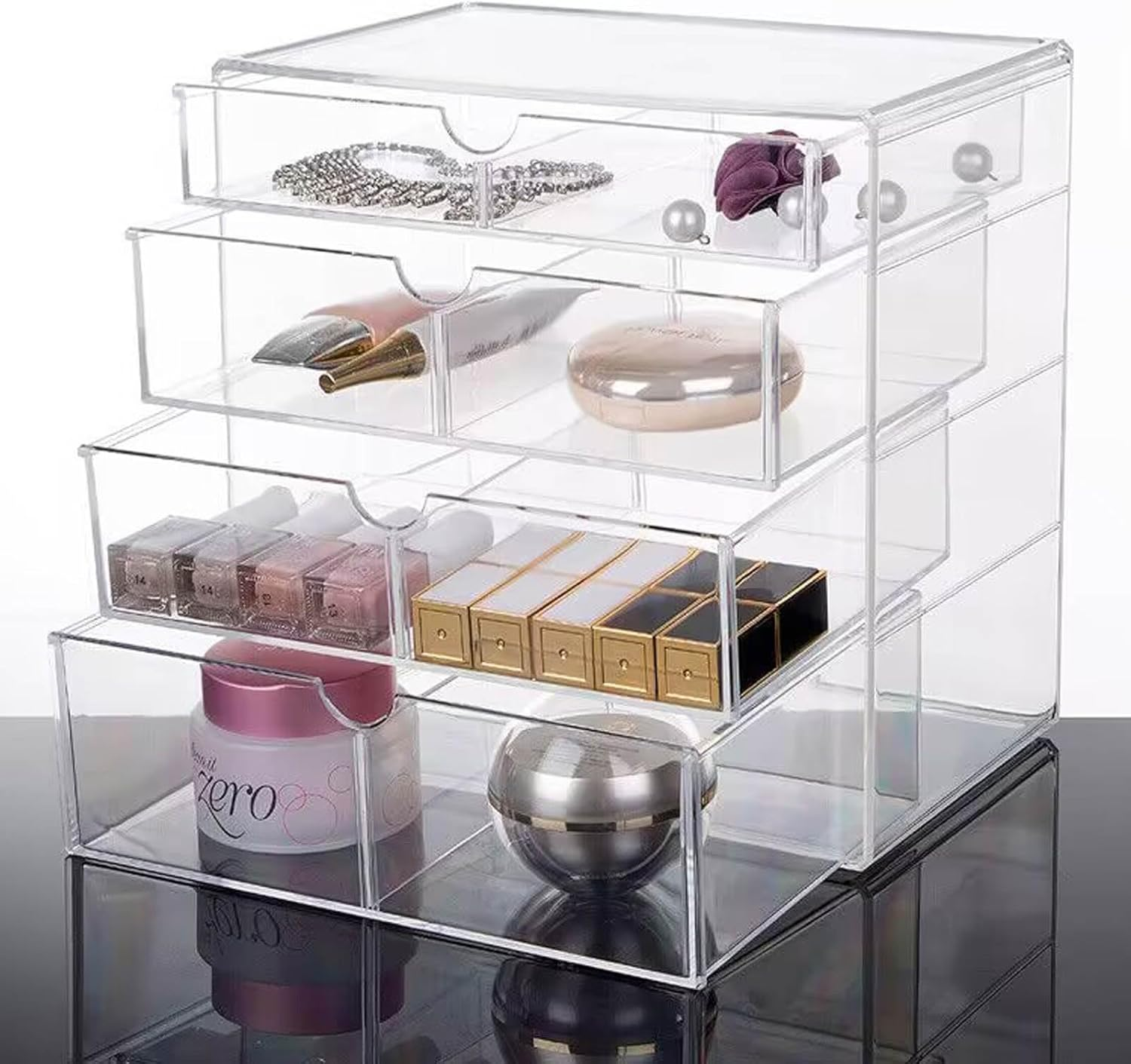 Vencer Acrylic Makeup Organizer Holder Box with 4 Removable Drawers VMO-016 image number 2