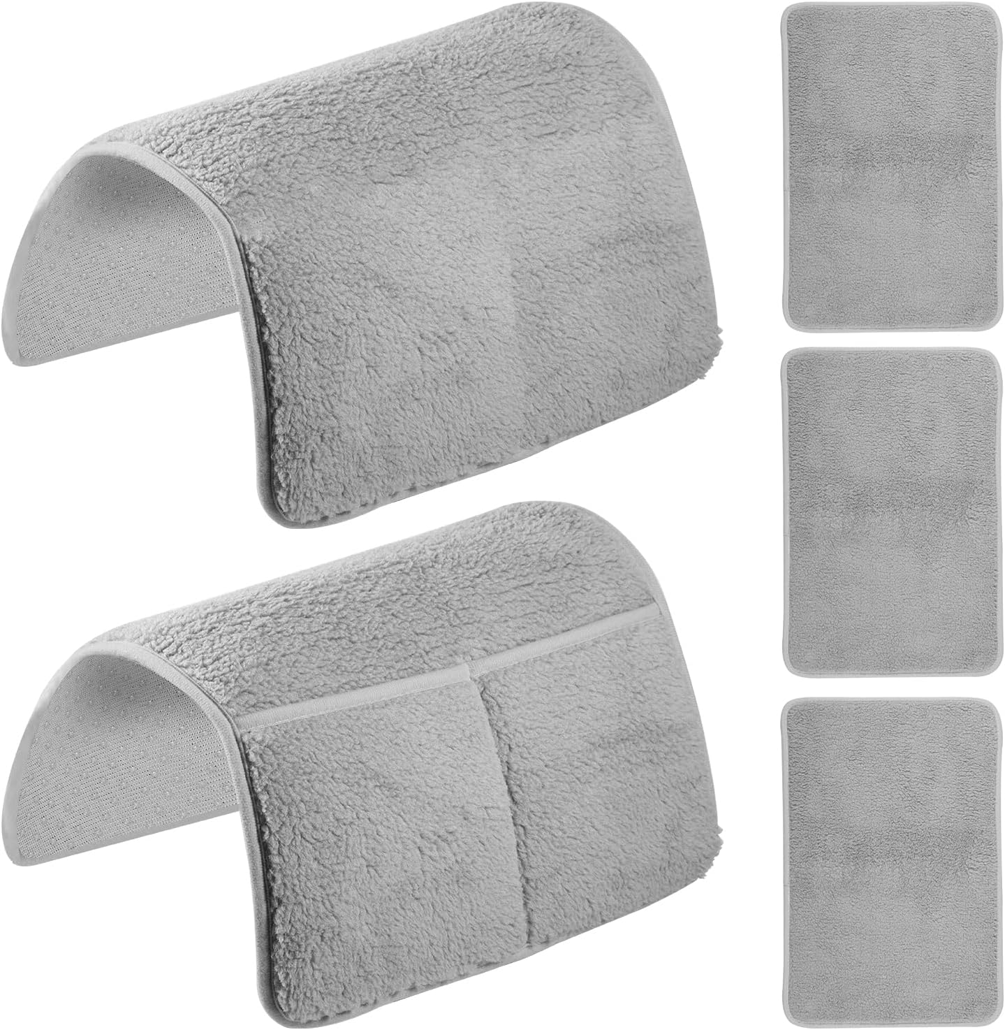 5 Pcs Sofa Armrest Cover Recliner Headrest Protector Nonslip Armchair Covers Sofa Slipcover with Side Pocket Abrasion Furniture Protector Fit Most Recliners Lounge Chairs and Sofa Armrests (Gray)