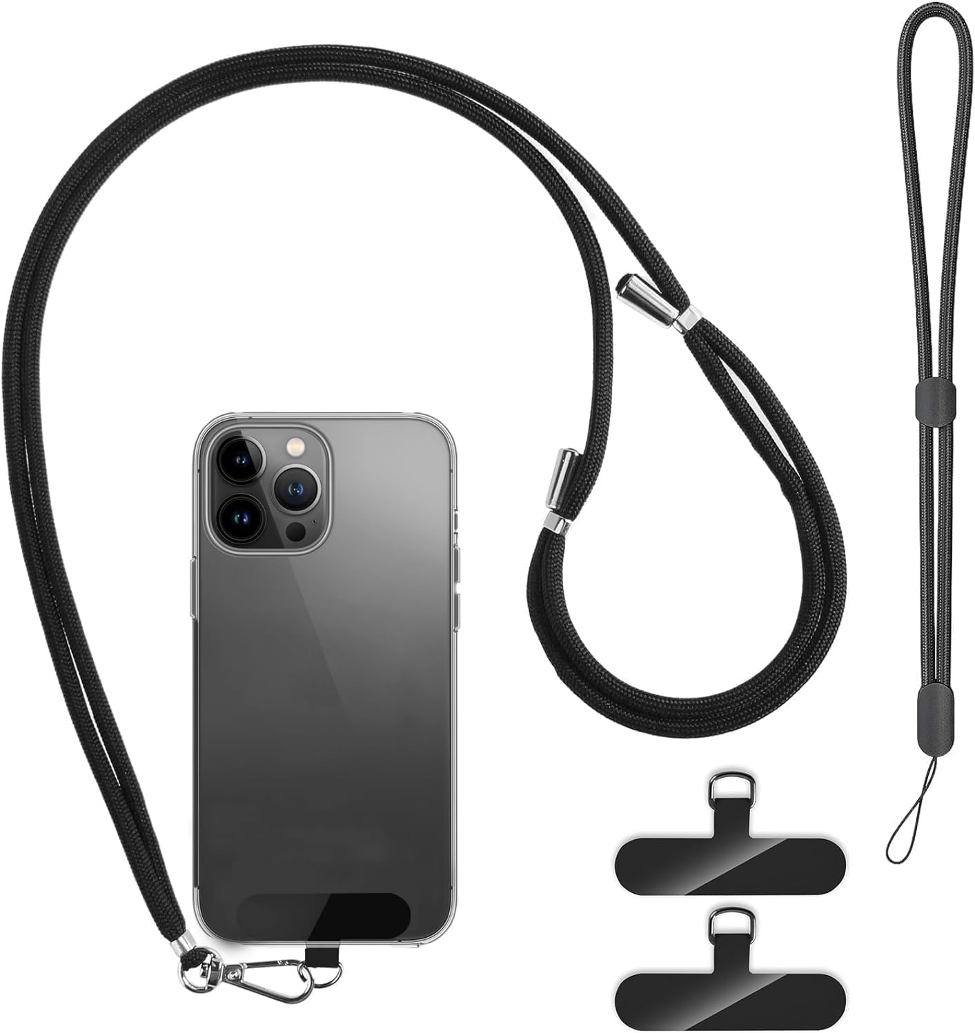 2 Pads Mobile Phone Lanyard Crossbody with 2Pcs Patch Tether Tab,H HOME-MART Adjustable Nylon Neck Wrist Strap Lobster Clasp Hanging Strap Safety for Most Smartphones Cell Phone Accessories