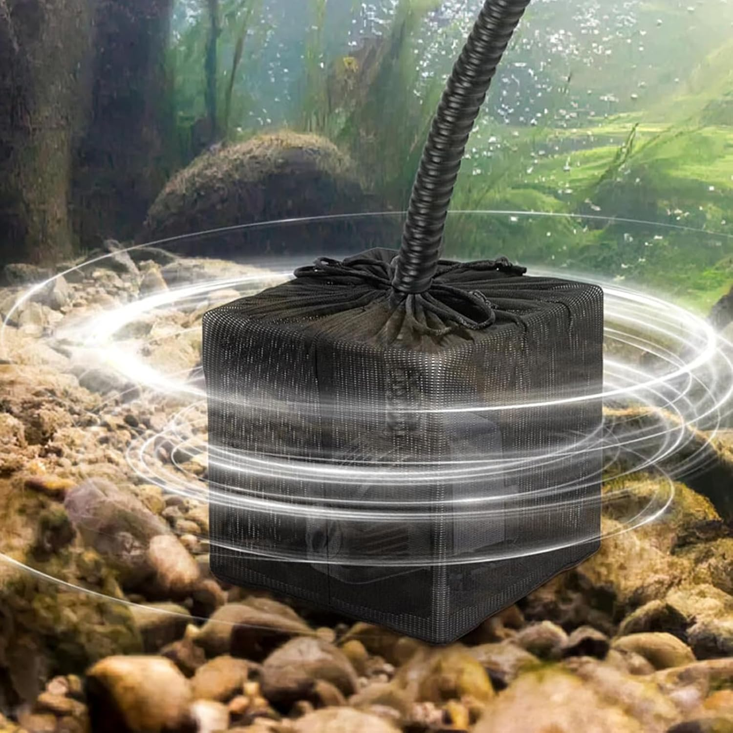 Pump Barrier Bag - Anti-Clogging Mesh Filter with Drawstring Cover, Water Pump Protection | Filter Bag for Aquariums and Fountains for Aquariums, Ponds, Gardens, Patios, Este Use image number 3