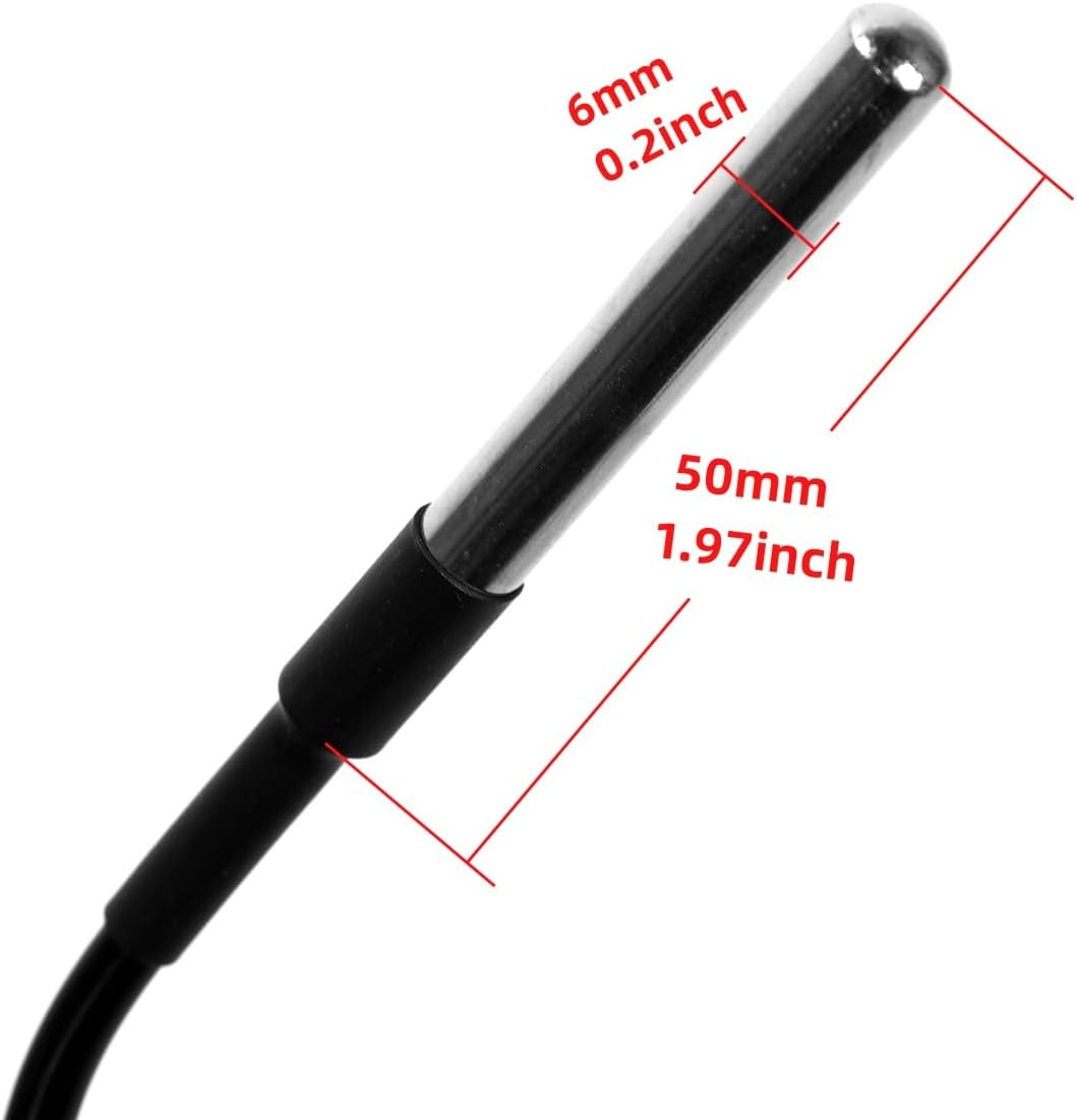 2PCS 5 Meters DS18B20 Temperature Sensors Equipped with Xh2.54-3Pin Terminals, Waterproof Digital Temperature Probe Sensors Compatible with Arduino, Raspberry, Pi image number 6