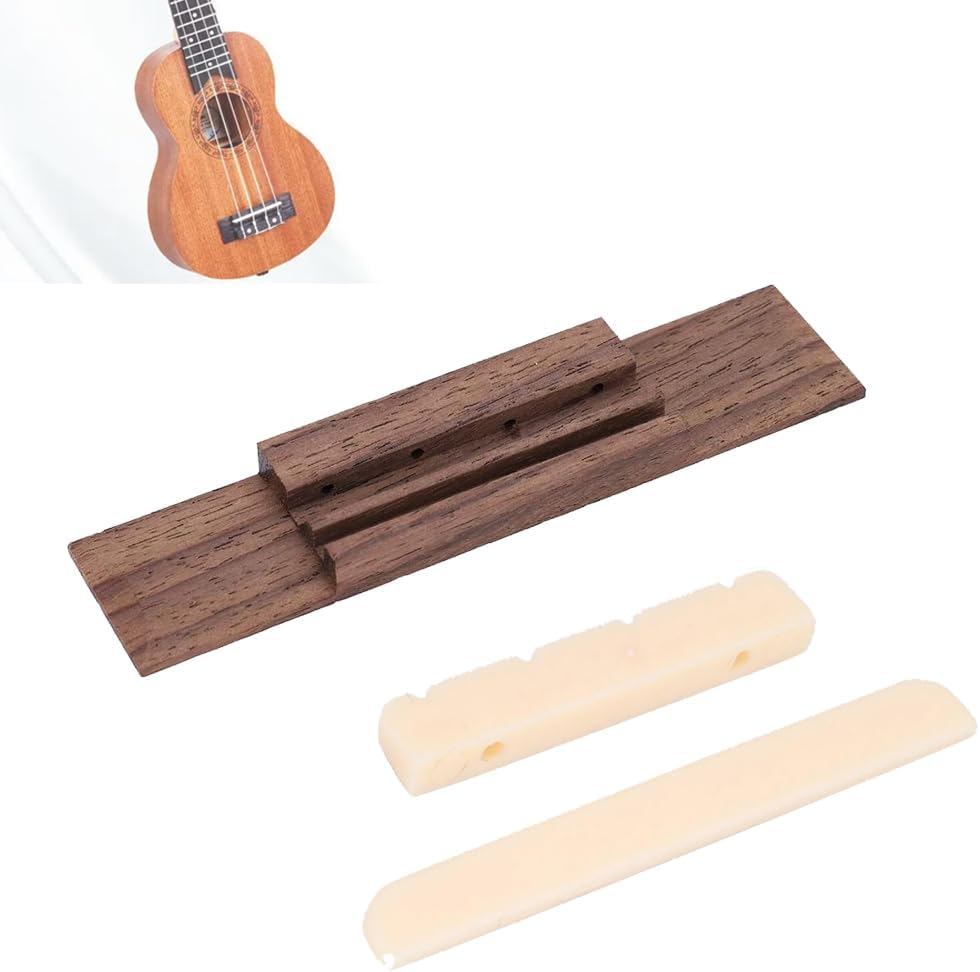 Rosewood Ukulele Bridge Nut and Saddle - 4 String Ukulele DIY and Repair Parts image number 5