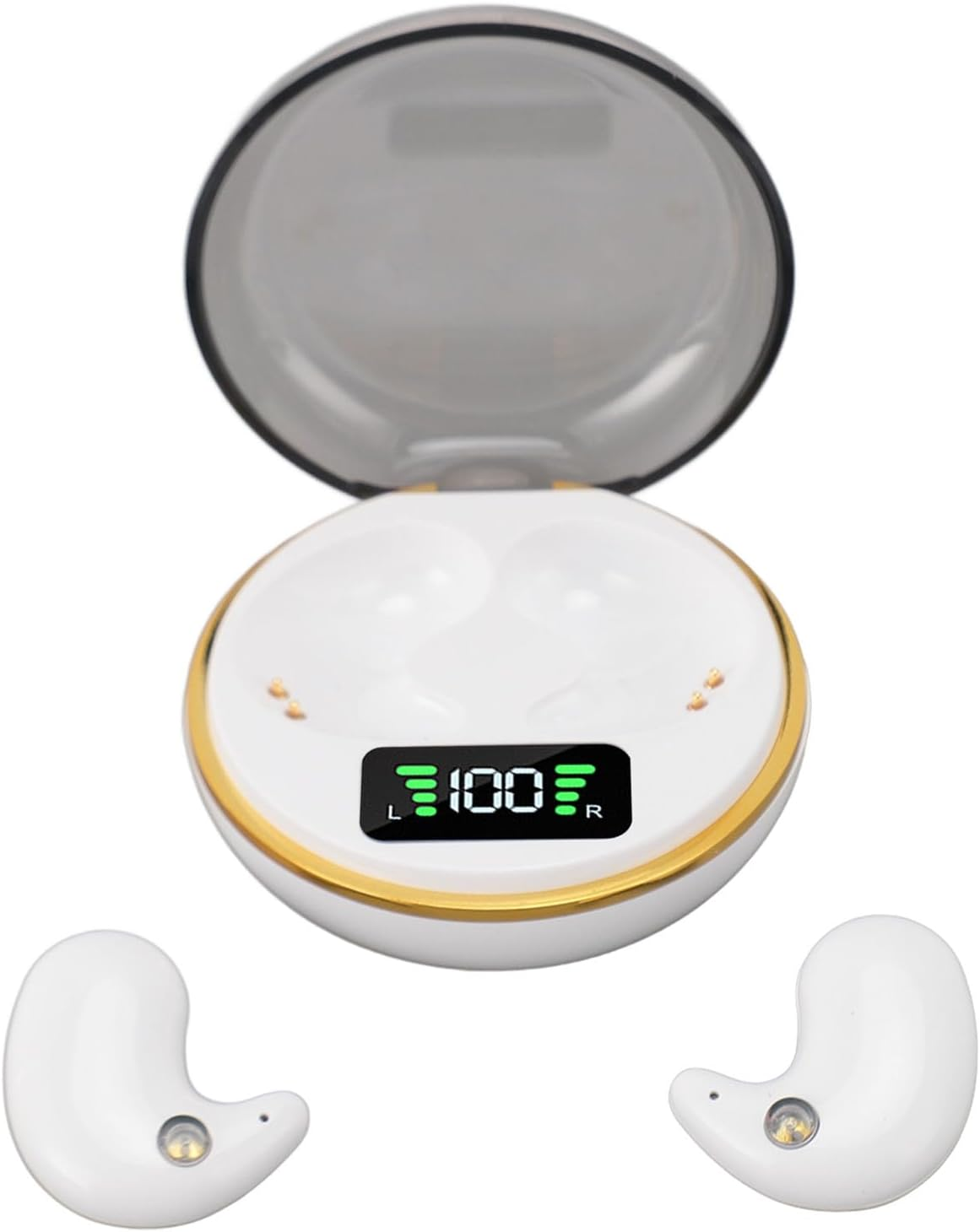 Sleep Headphones with Digital Display Charging Case for Side Sleepers, Bluetooth Earbuds Built in Battery, Wireless Earphones for Sleep Work Workout (Black)