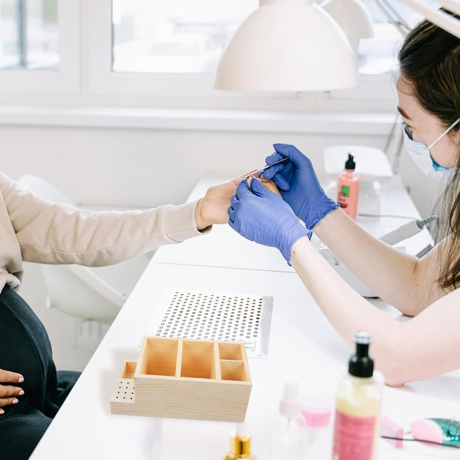 DONFAMDS Nail Drill Bits Storage Holder Nail Drill Bit Organizer Box for Manicure Tools Desktop Storage Premium Wood Material for Salon and Home Use image number 1