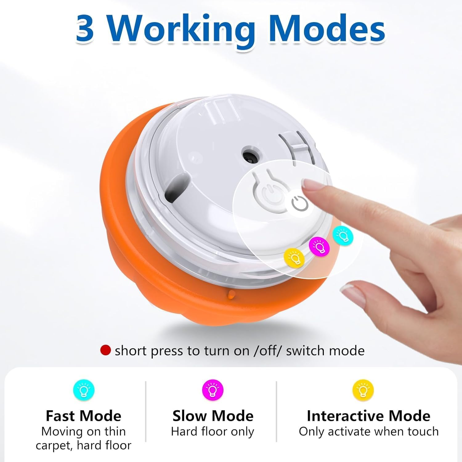 Interactive Dog Toys, Automatic Rolling Ball, Squeak Dog Toy, Touch Activated, USB Rechargeable Dog Ball Chew Toy with Fun Rope for Small/Medium/Large Dog Cat Indoor/Outdoor Boredom Enrichment - Blue-Ball image number 4