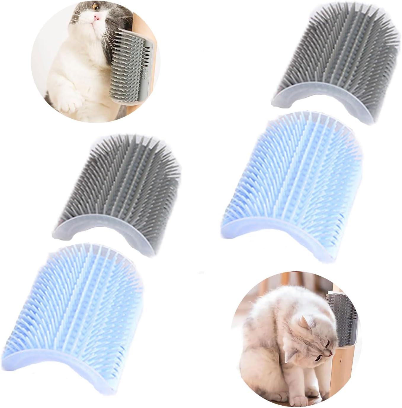 Zalati Grooming Brush 2Pcs Wall Corner Massage Groomer Fur Comb Tools with Catnip Storage Case for Cats Pets image number 3