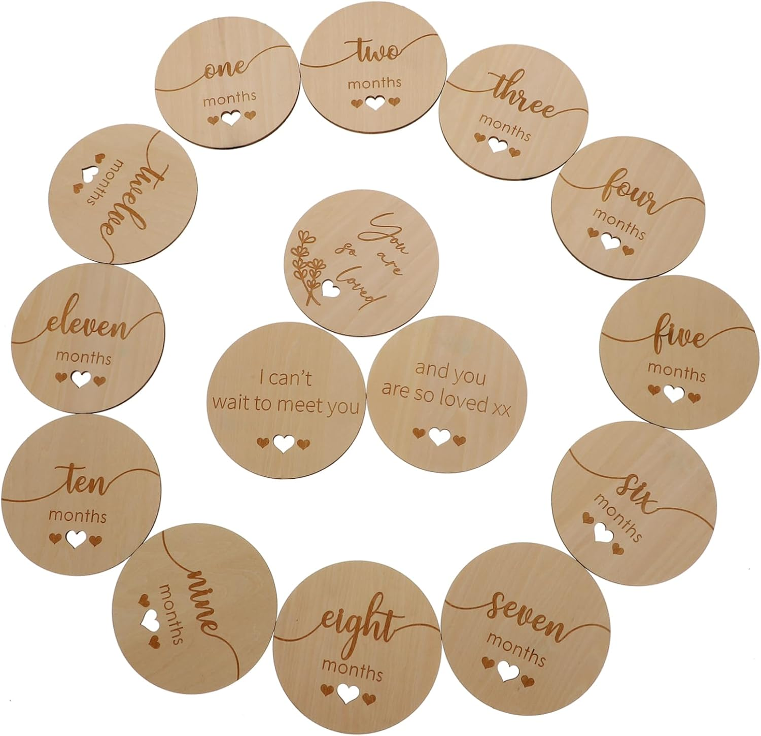 Wooden Monthly Milestone Cards Shower Gifts Newborn Announcement Photo Props for Pregnancy and Growth Tracking image number 4