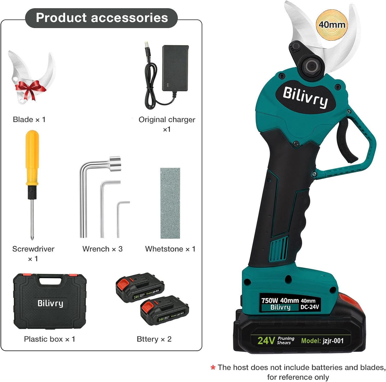 Electric Pruning Shears Cordless Secateurs - Tree Branch Cutter Electric Scissors Battery Pruning Shears Max 40Mm Cutting Diameter Professional Pruning Tools (Blue)