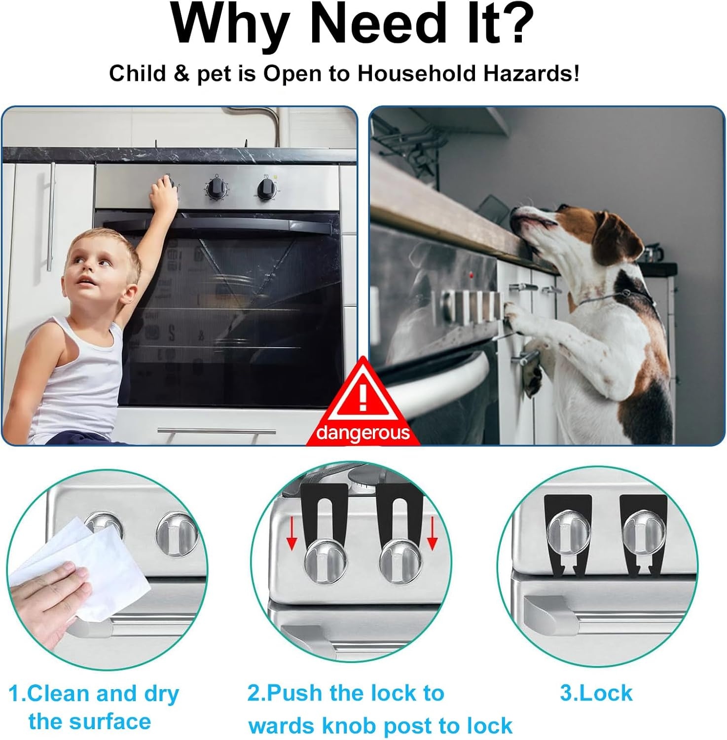 3 Pack Gas Stove Knob Locks for Child Safety, Oven Safety Covers Baby Proof,Child and Pets Guards, Baby Proofing Stove & Oven with Childproof Stove Knob Locks,Prevent Accidental Touch image number 2