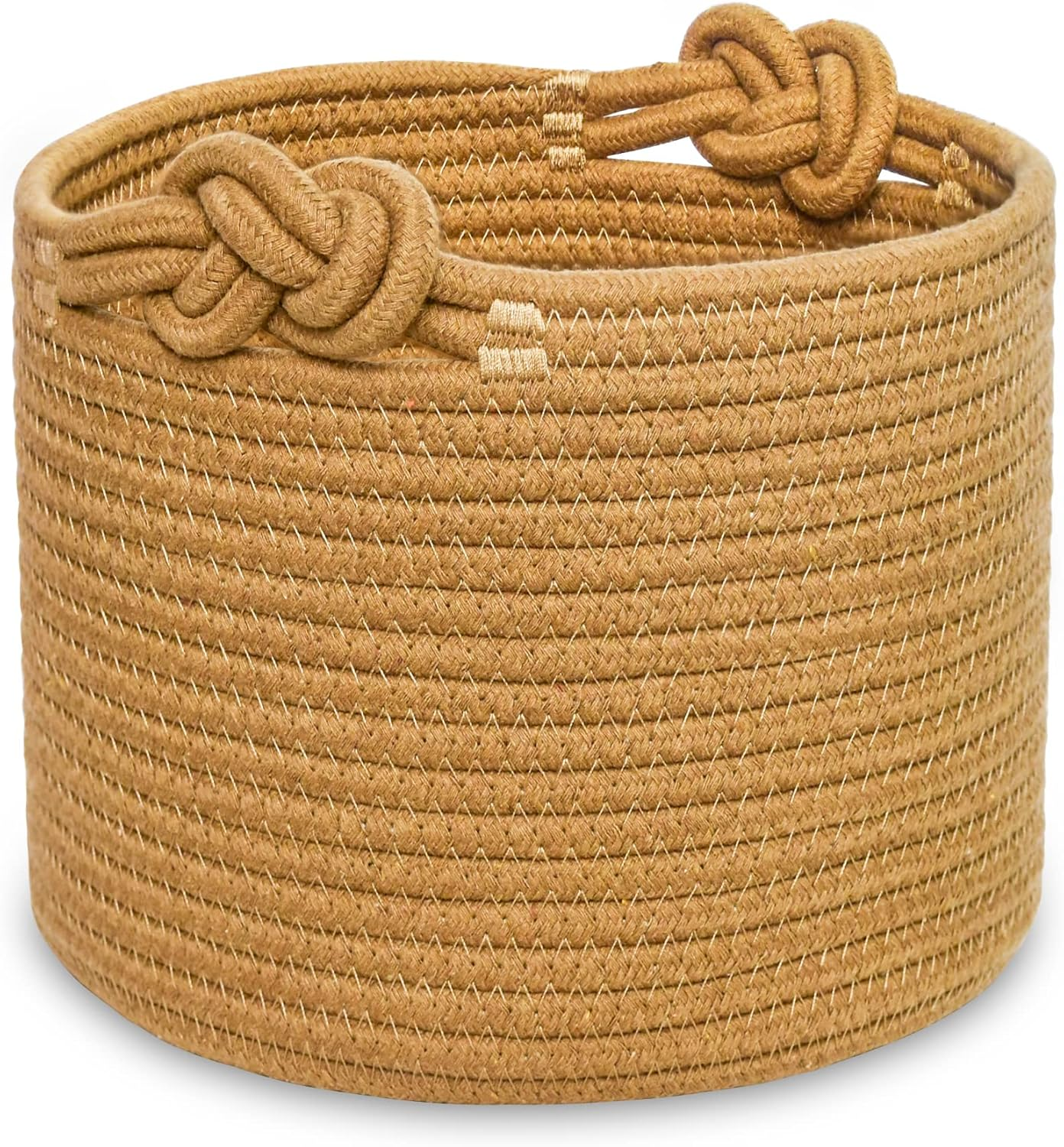 Abenkle Small Woven Basket, Cotton Rope Shelf Storage Basket, Small round Easter Basket, Cute Baby Basket, Decorative round Bin for Nursery Bedroom Bathroom, 9.4" X 9.4"X 7.1" Empty Gift Basket