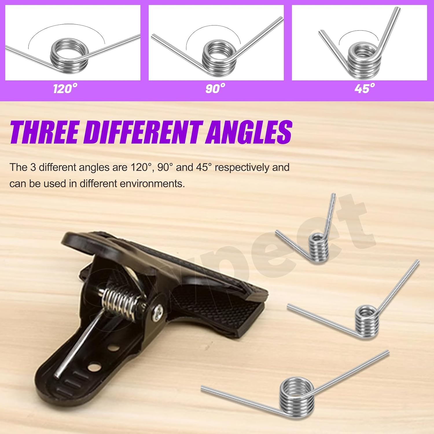 Swpeet 45Pcs 15 Sizes 45/90/120 Degree Stainless Steel Torsional Springs Assortment Kit, Mechanical Small Torsion Spring for Home Repair Woodworking DIY Project image number 6