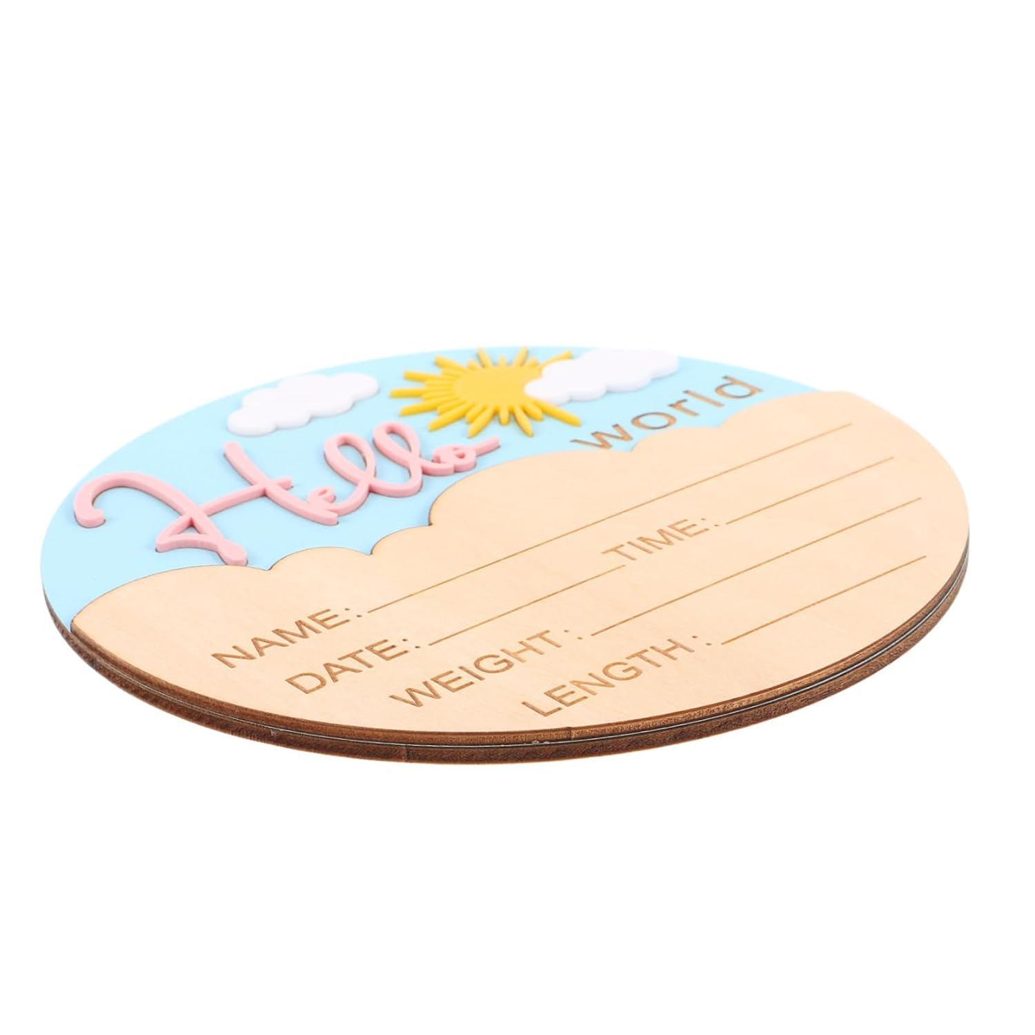 BESPORTBLE round Name Plaque for Photo Props for Shower Nursery Safe Smooth Finish Keepsake for Newborn Boys