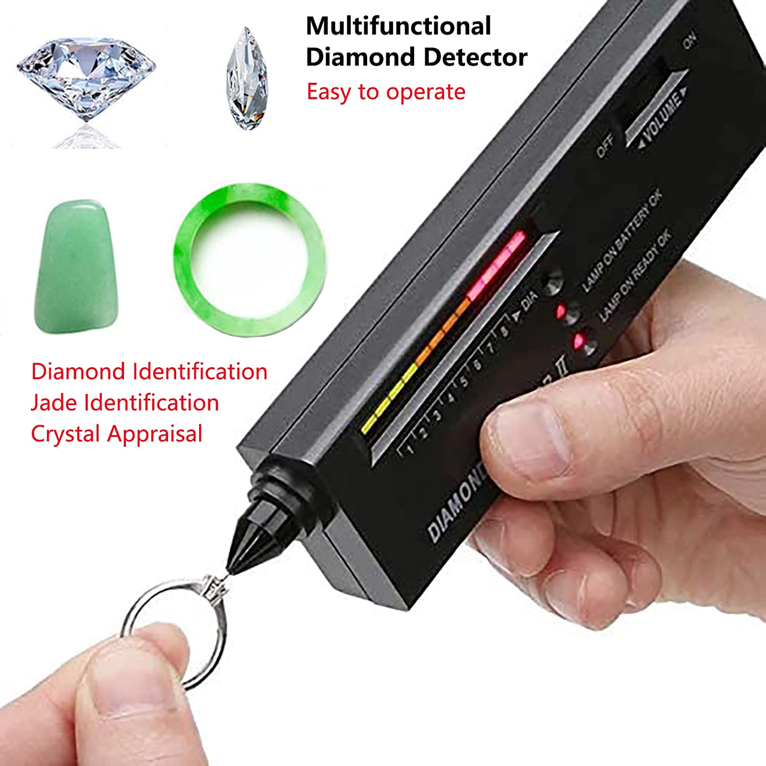 High Accuracy Diamond and Gemstone Detector - Portable Tester Pen with LED for Moissanite (Black) image number 2