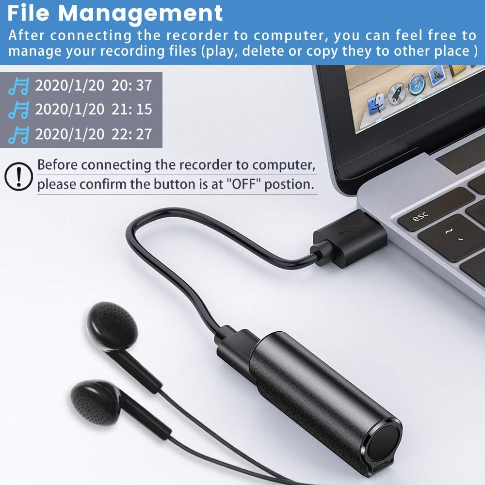 16GB Voice Recorder, HD Digital Voice Activated Recorder Magnetic Recorder Device, 19 Days Long Battery Life, Suitable for Meetings Interviews Classes Lectures image number 4