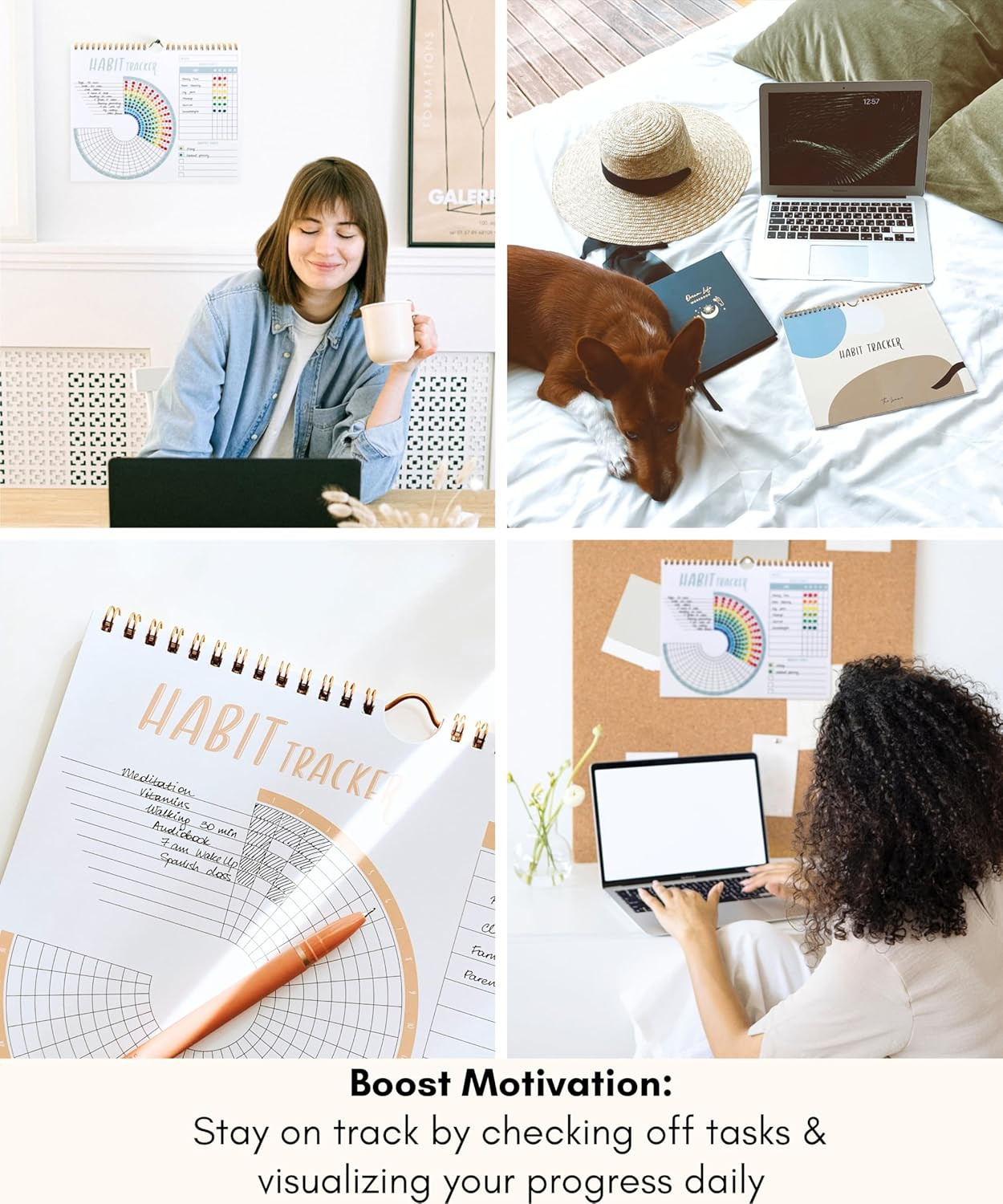 Lamare Habit Tracker Calendar - Inspirational Habit Journal with Spiral Binding - Daily Habit Tracker Journal and Goal Board - Motivational Goal Journal - Great Tool for Productivity and Workout