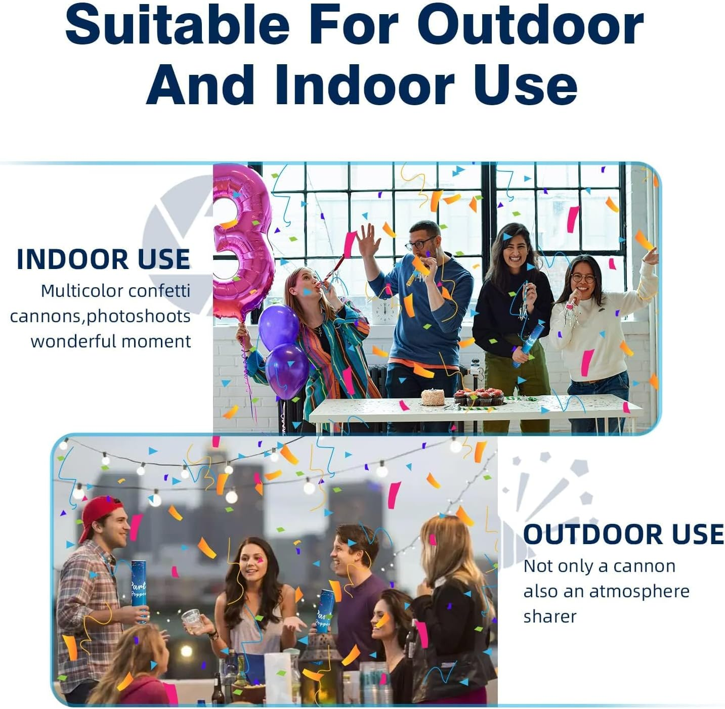 Biodegradable Confetti Cannon 6 Pack Multicolor Confetti Poppers 12 Inch Party Poppers Shooters Paper Popper Cannon for Wedding Birthday Graduation Decorations 2025 New Year'S Eve and Any Celebrations