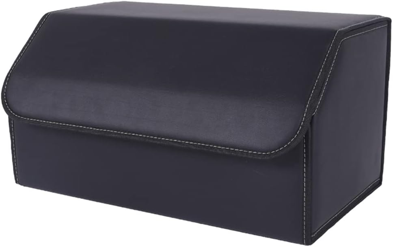 SOGA Leather Car Boot Collapsible Foldable Trunk Cargo Organizer Portable Storage Box Black Large image number 6