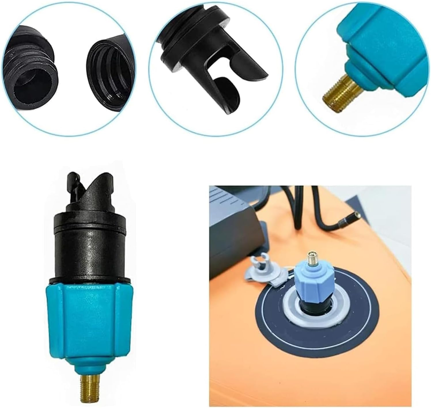 Lyfengdeam Inflatable SUP Pump Adaptor Compressor Paddle Board Pump Adapter, Multifunction SUP Valve Adapter with 4 Air Valve Nozzles for Inflatable Boat, Stand up Paddle Board, Inflatable Bed - Red image number 2