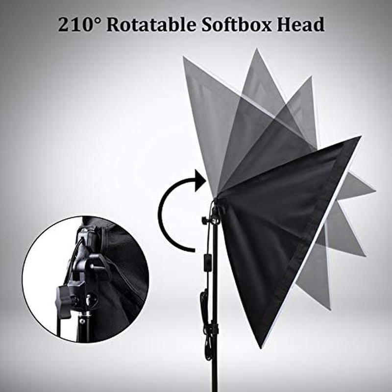 Photography Continuous Lighting Kit 85W 3200K-5500K Bi-Color Dimmable LED Softbox Lighting Kit with 3 Color Temperature for Photo Shooting, Portrait, Video