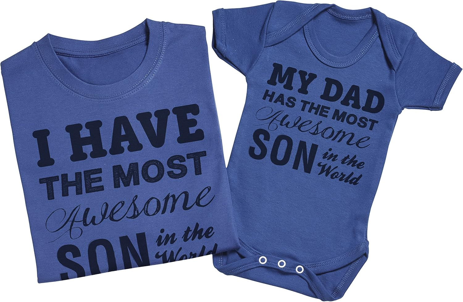 Zarlivia Clothing Most Awesome Son - Matching Father Baby Gift Set - Mens T Shirt & Baby Bodysuit - Grey - Xx-Large & 6-12 Months image number 5