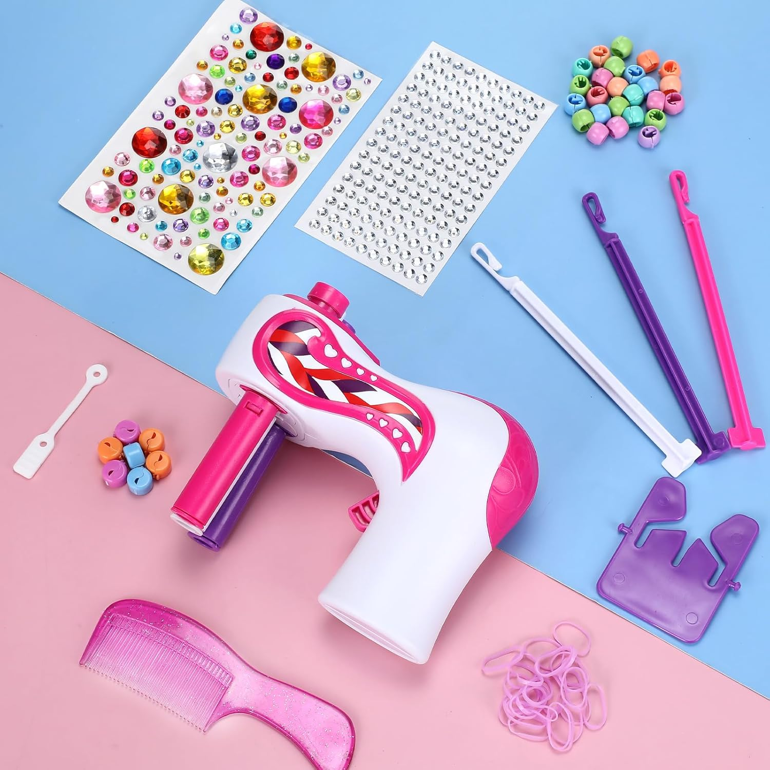 Lasnten Automatic Hair Braider Machine Electric Hair Braiding Tools DIY Styling Kit with Self Adhesive Gems and Jewelry Beads Salon Styling Tool Accessories for Women Makeup Vanity Set image number 6