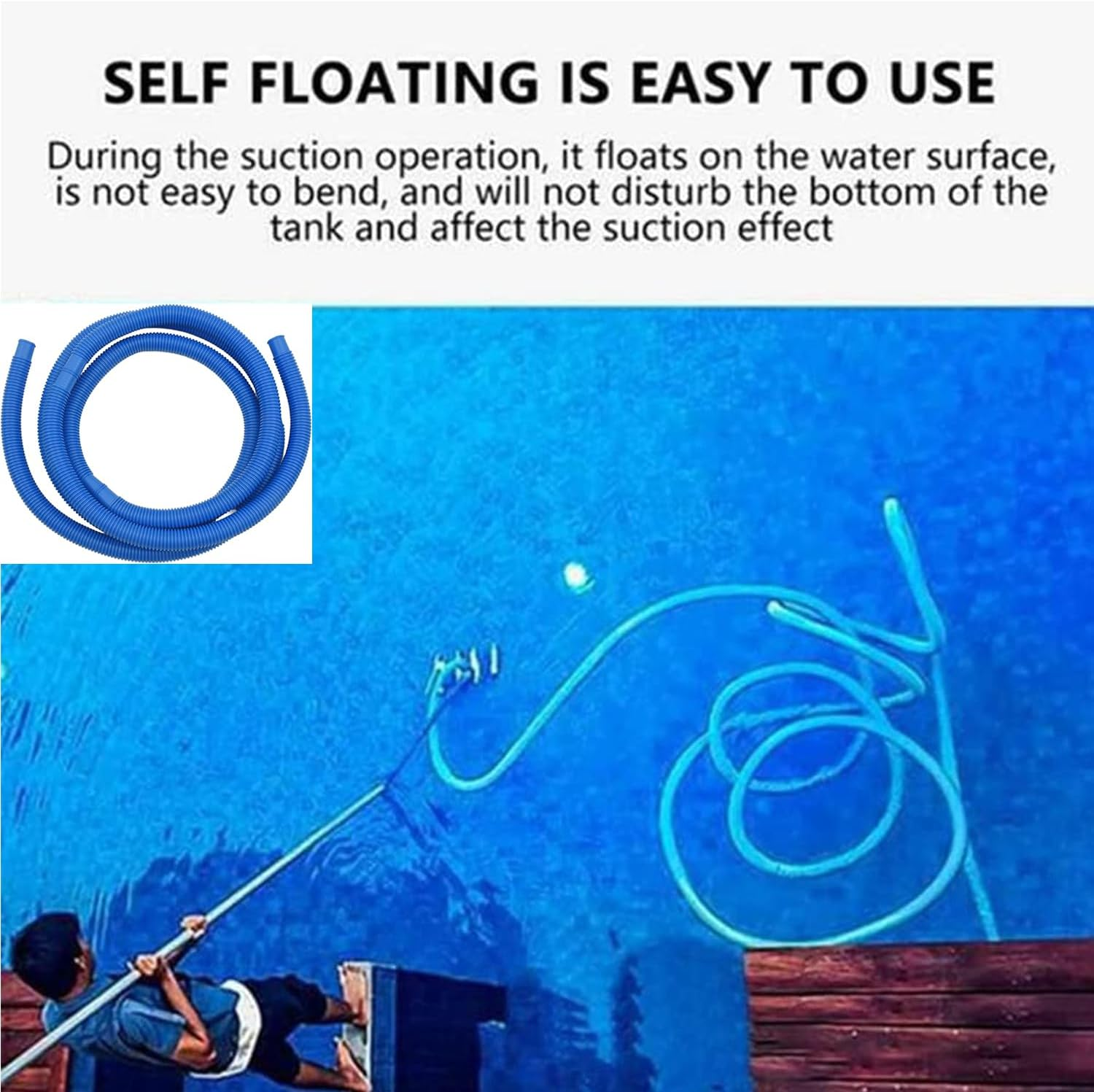 5M Swimming Pool Vacuum Cleaner Hose, Swimming Replacement Pipe, Kink-Free, Heavy Duty Pool Cleaner Hose for above Ground Pools Accessories image number 5