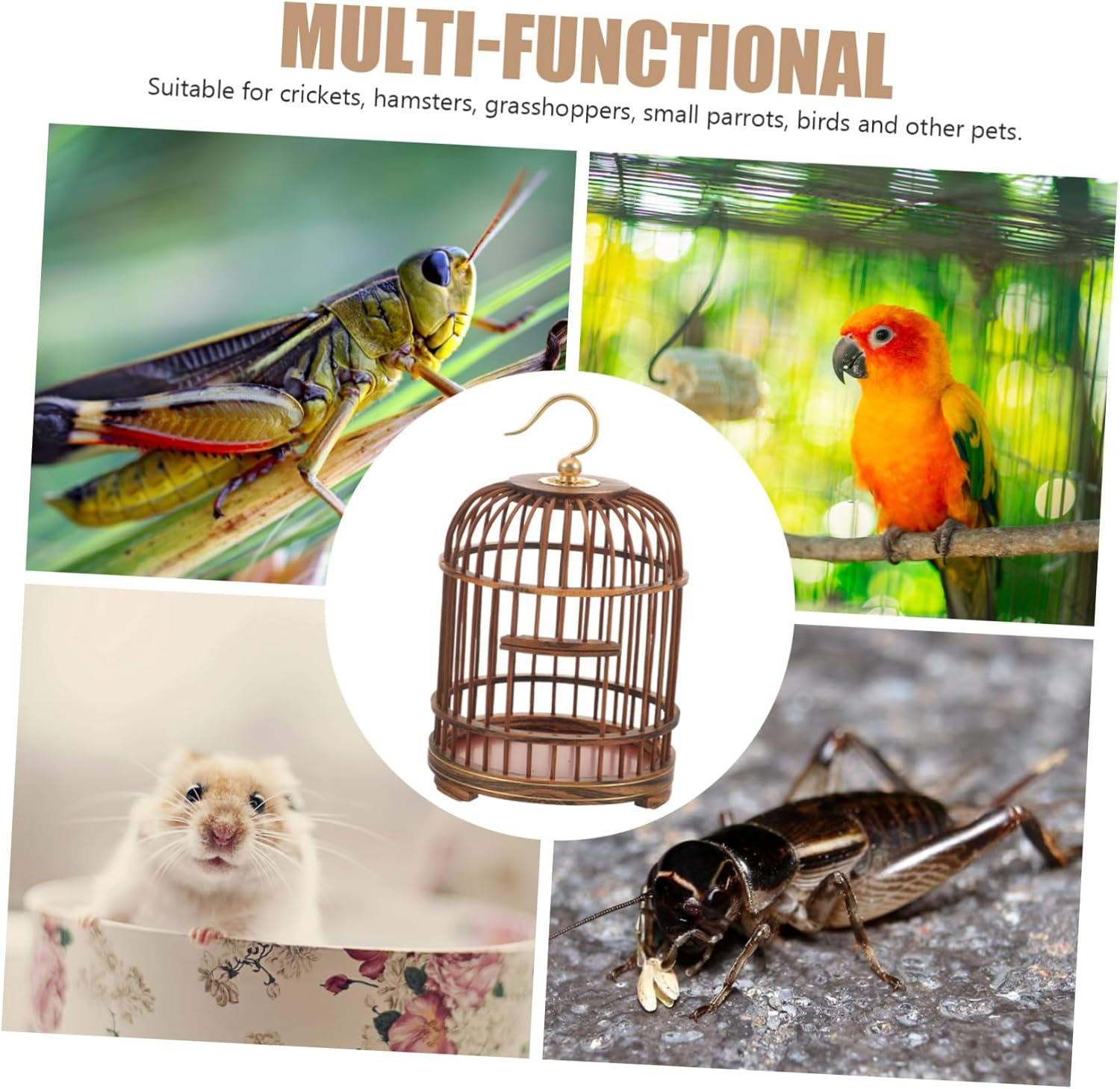 FUNOMOCYA Birdcage Pet Cage Small Animal Cages Retro Decor Cages for Small Animals Vintage Bird Cage Wood Vintage Decor Out Door Decor Wood Trim Wooden the Bird'S Nest Outdoor Wood Birdcages image number 5