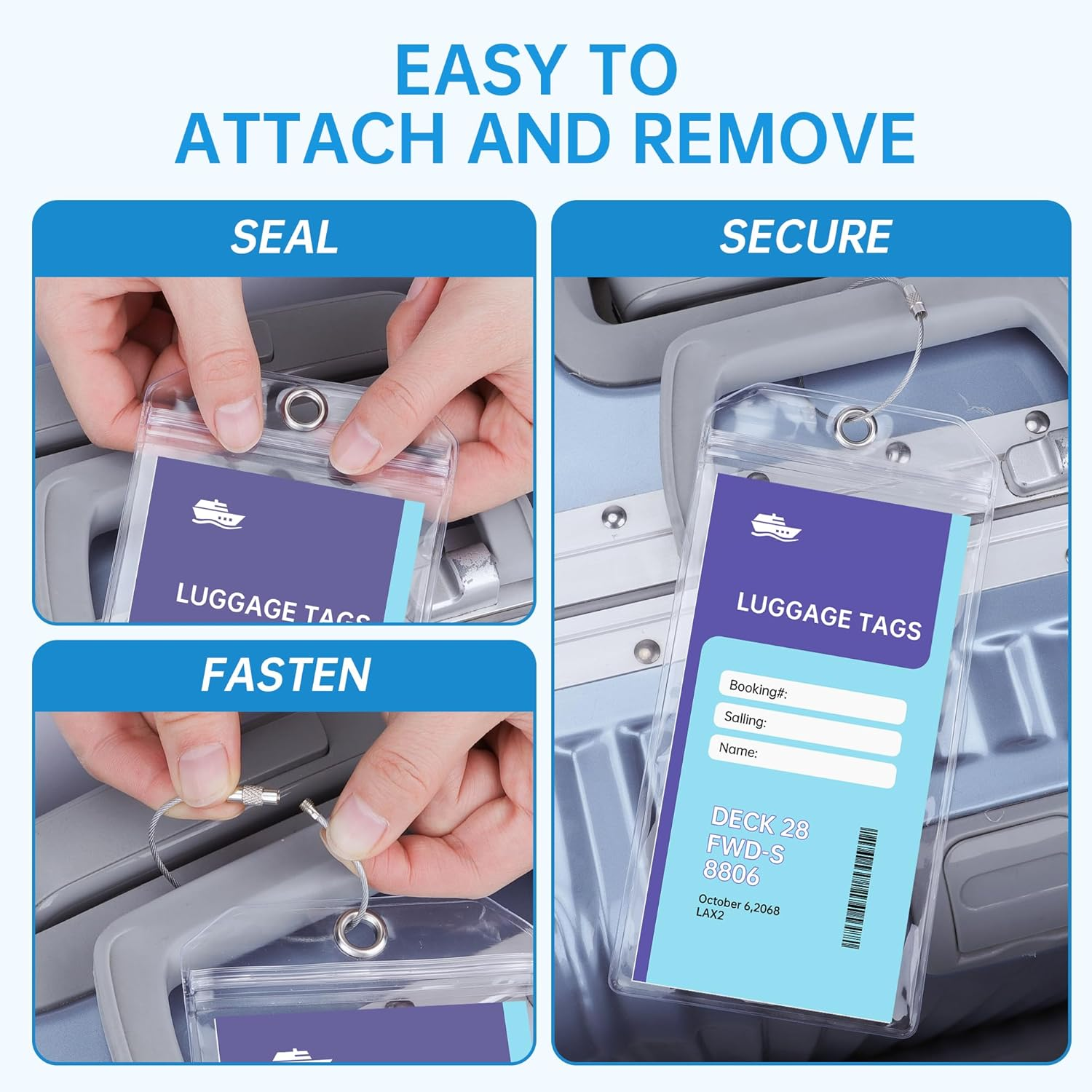 Teskyer Luggage Tags for Ship Route Esstials, 3 Packs Luggage Tag Holder, Clear Luggage Tags for All Journey Lines in 2023&2024 image number 5