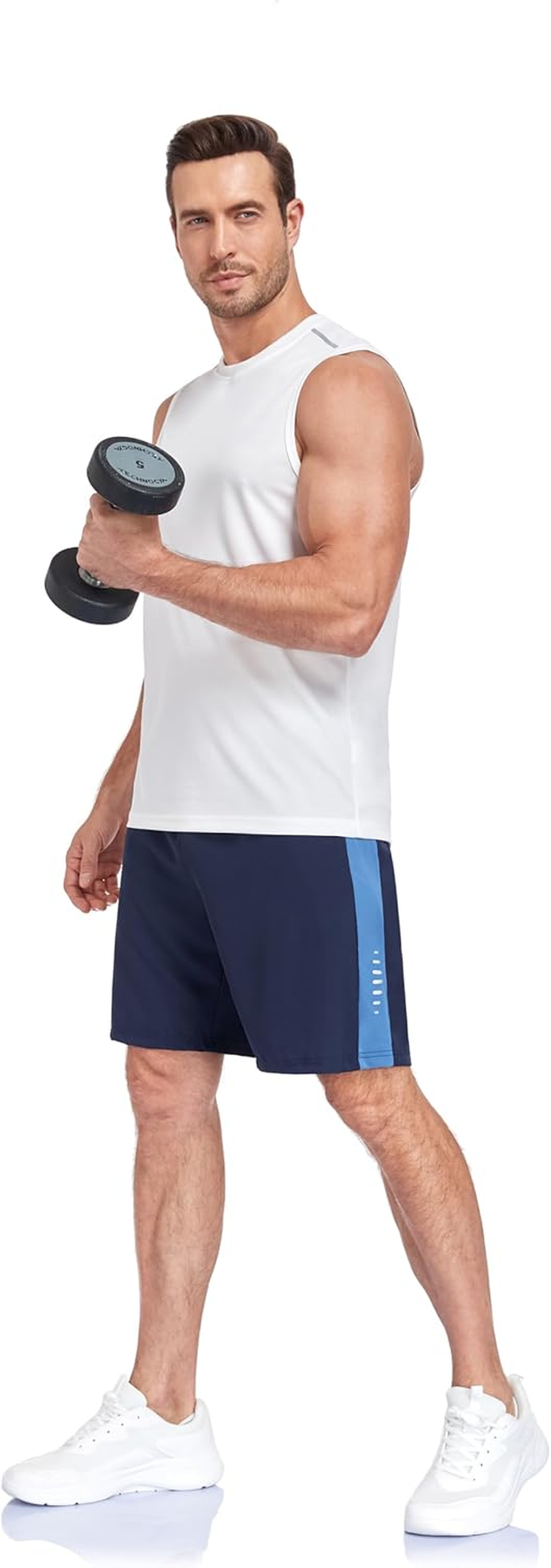 Mens Sport Tank Tops 3 Pack Dry Fit Polyester Gym Workout T Shirts Sleeveless Men Tennis Basketball Shirts image number 5