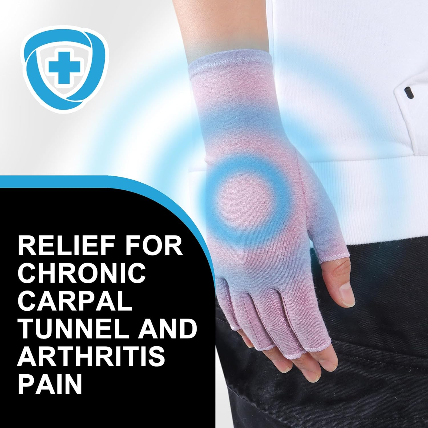 Rheumatoid Arthritis Gloves - Compression Gloves Fingerless Joint Pain Relief Hand Mitten Warmth Gloves Carpal Tunnel Gloves for Women Men image number 5