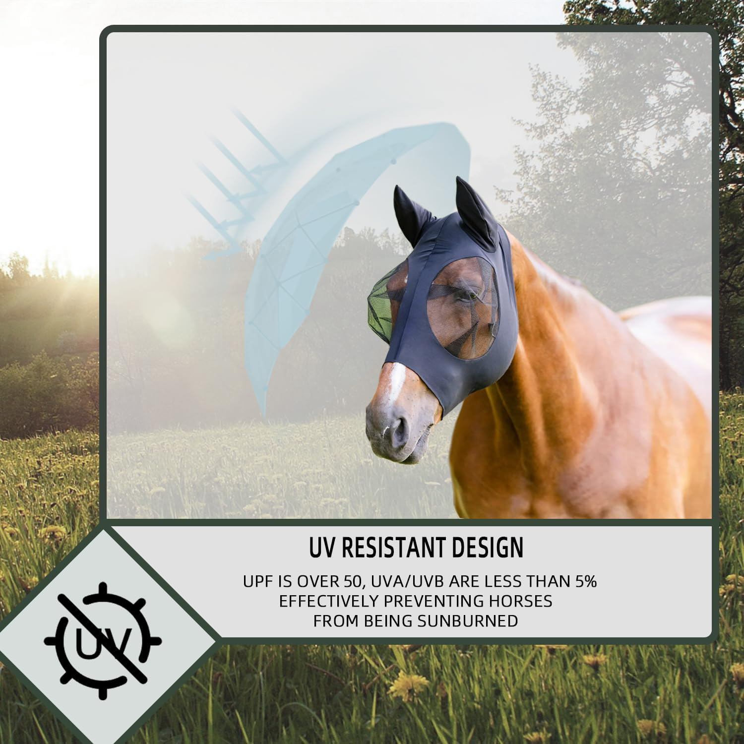 5 Pcs Horse Fly Masks for Horses with Ears Smooth and Comfortable Fly Masks Cashel Fly Mask Elasticity Horse Face Mask Horse Masks Covering for Horses Riding Supplies