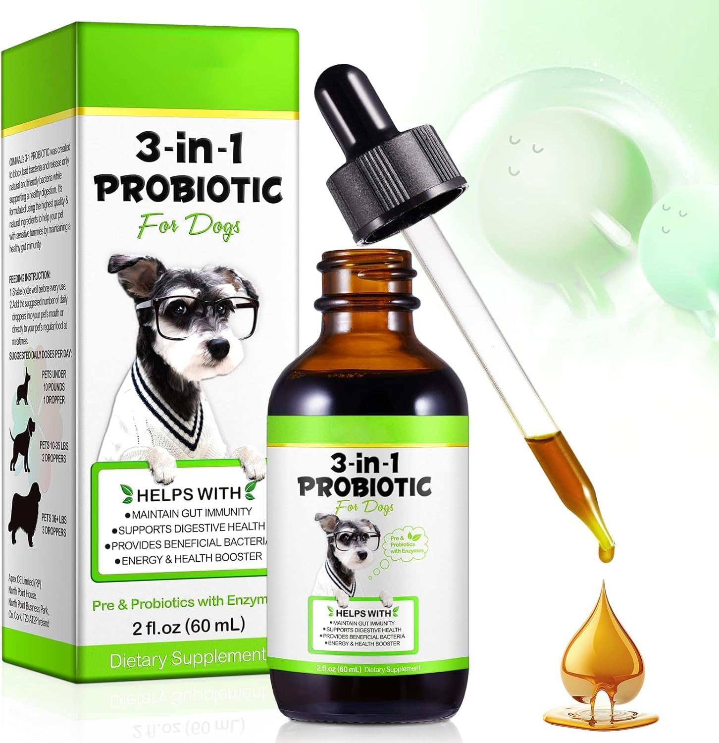 Probiotics for Dogs 60Ml | 3-In-1 Liquid Digestive Enzymes & Probiotic Supplement | Supports Gut Health, Digestion & Immunity | All Breeds & Ages | Bacon Flavour image number 4