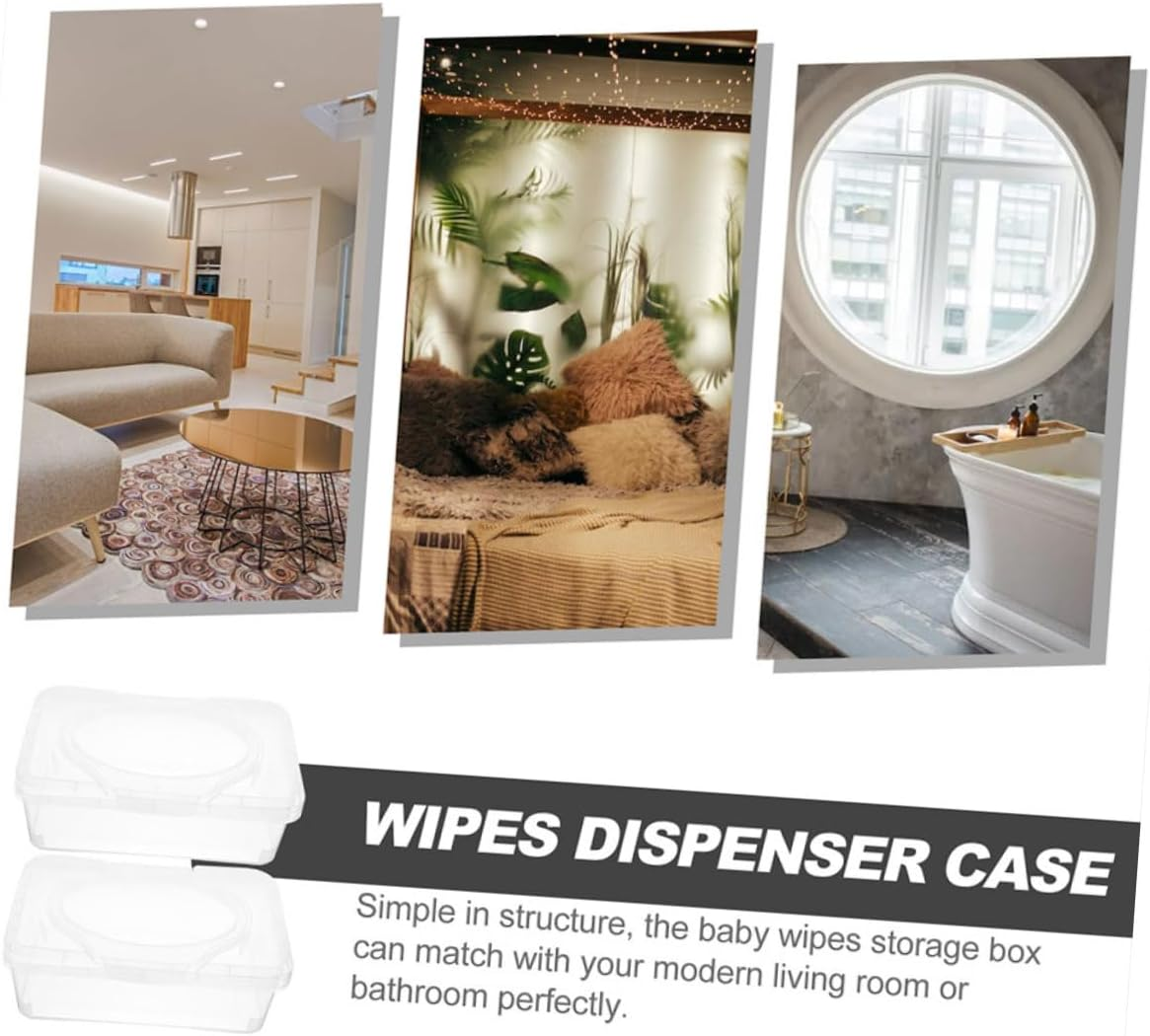 2Pcs Dust Paper Bin Wipes Dispenser Tissue Box Lid for Bathroom Home Office Kitchen Convenient Storage for Tissues and Napkins image number 1