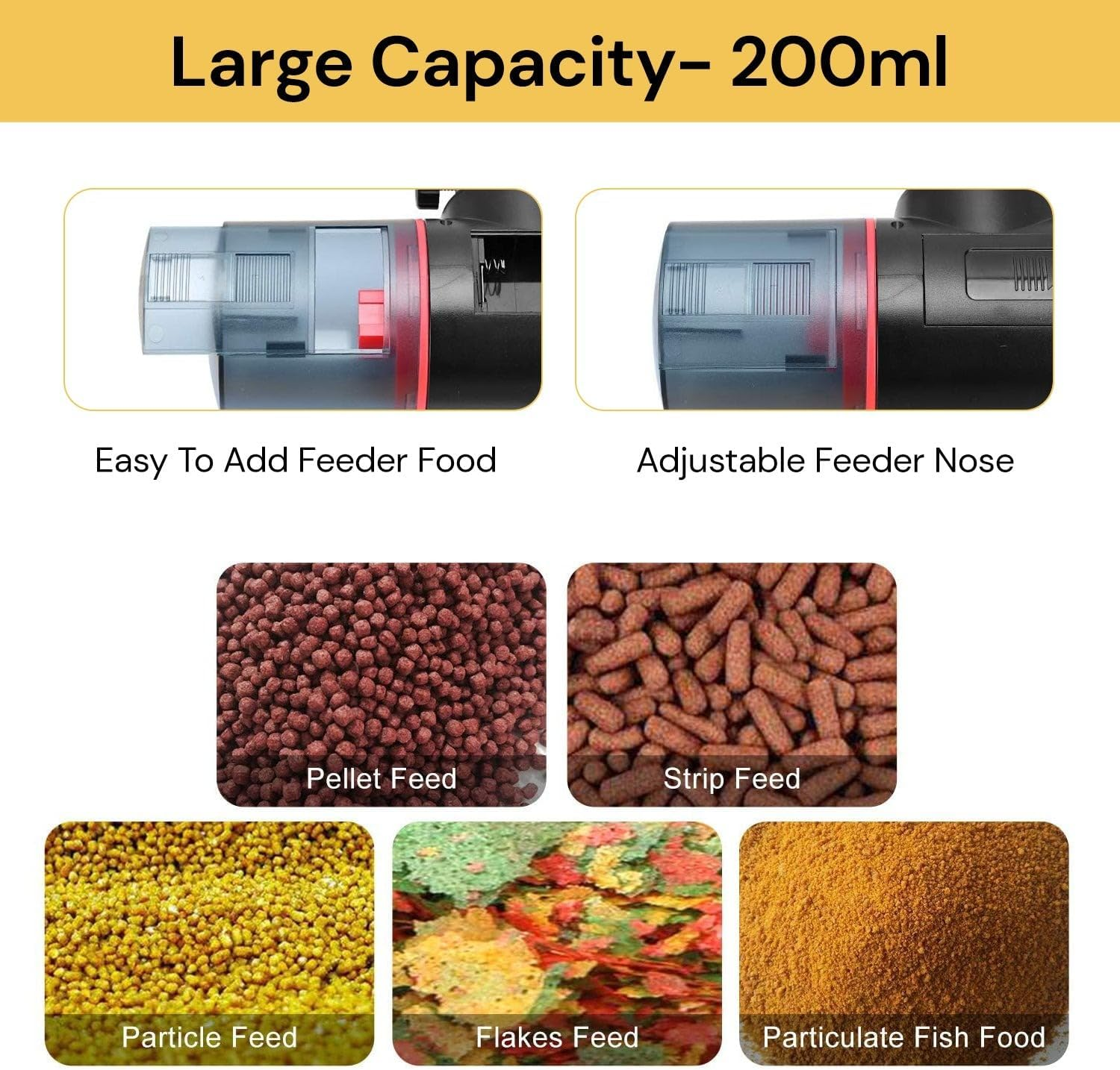 EZONEDEAL Automatic Fish Feeder, Moisture-Proof Intelligent Aquarium Fish Feeder, Daily Fish Food Dispenser, Large Capacity Timer Feeder with LCD Display image number 6