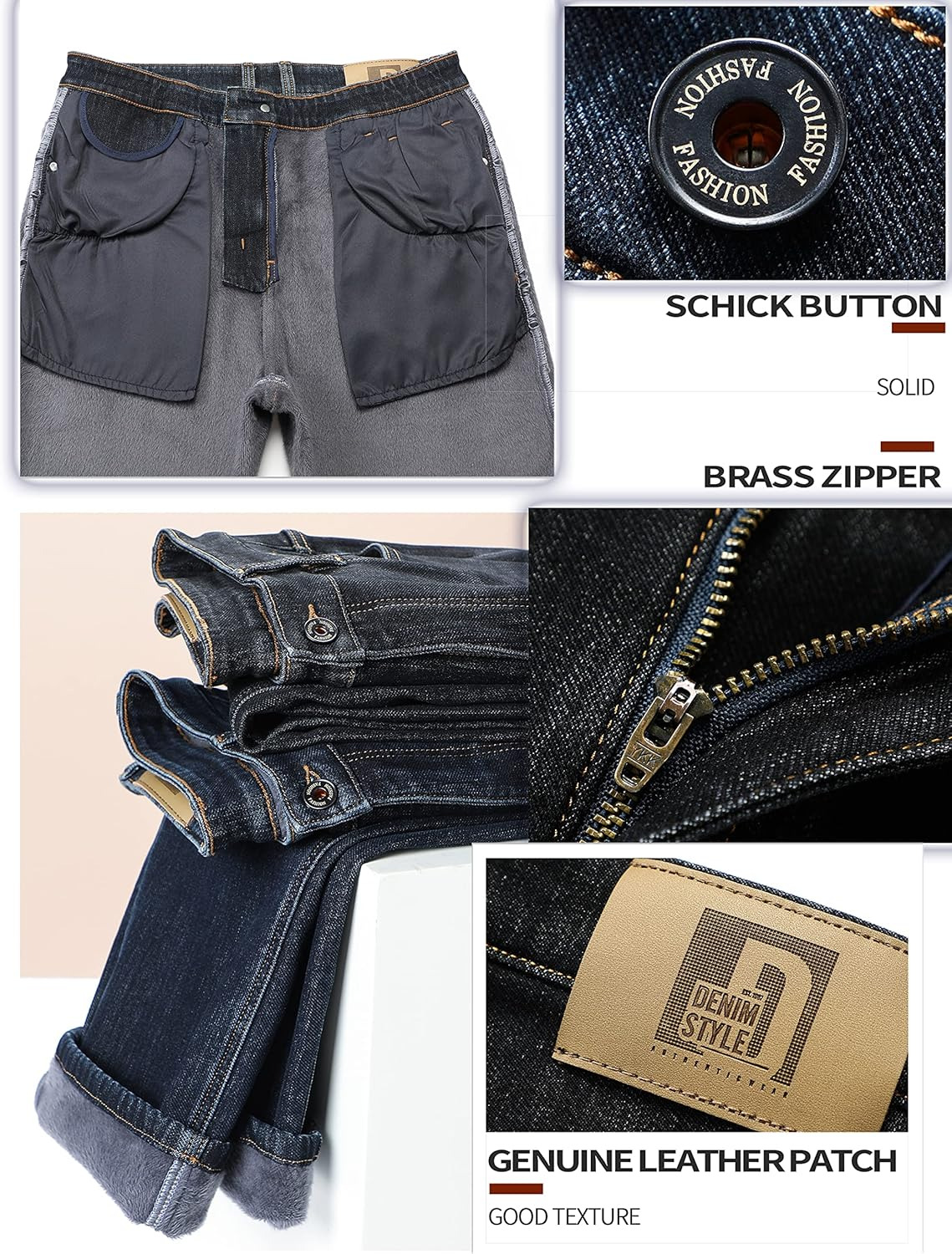 Ziilay Men'S Winter Jeans, Trousers, Winter Trousers, Thermal Jeans, Warm Lined with Fleece, Winter Jeans image number 3