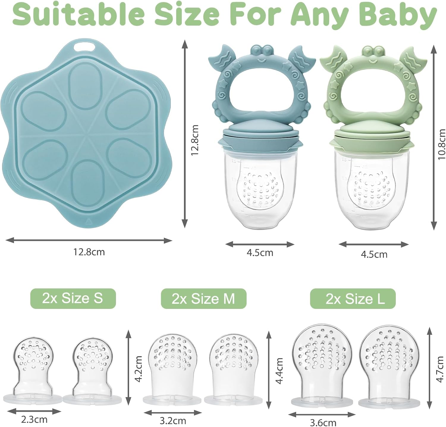 MR.TIMELAG Baby Fruit Food Feeder & Mini Freezer Nibble Tray Combo, Additional Silicone Sacs, BPA Free Silicone Feeder for Safe Infant Self Feeding, for Teething Babies and Self-Feeding Babies image number 6