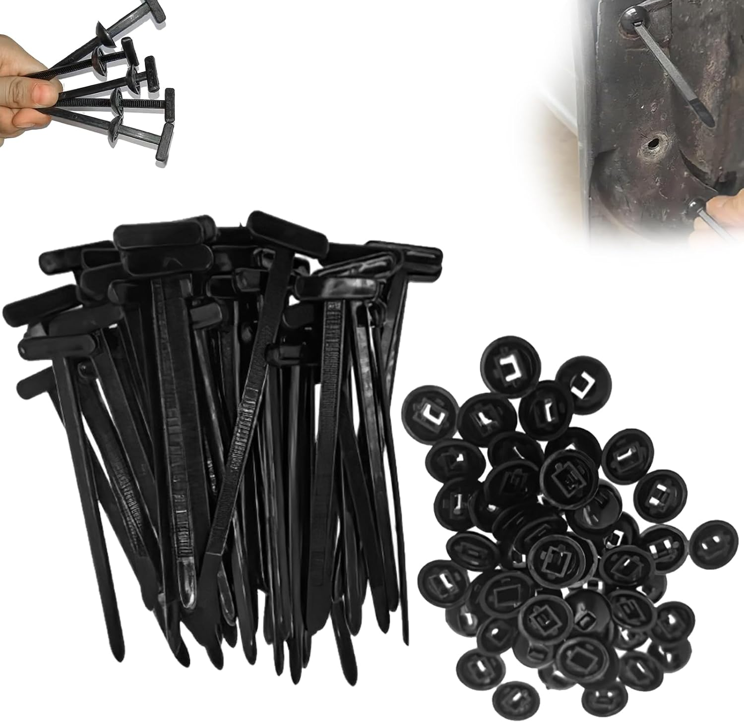 Nylon Universal Cable Tie Buckle,50Pcs Heavy Duty Self-Locking Nylon Zip Ties Holder,Multipurpose Plastic Cable Ties Tool for Car Daily Repair,Multifunctional Cable Tie Buckle,Cable Ties Tool Fastener image number 1