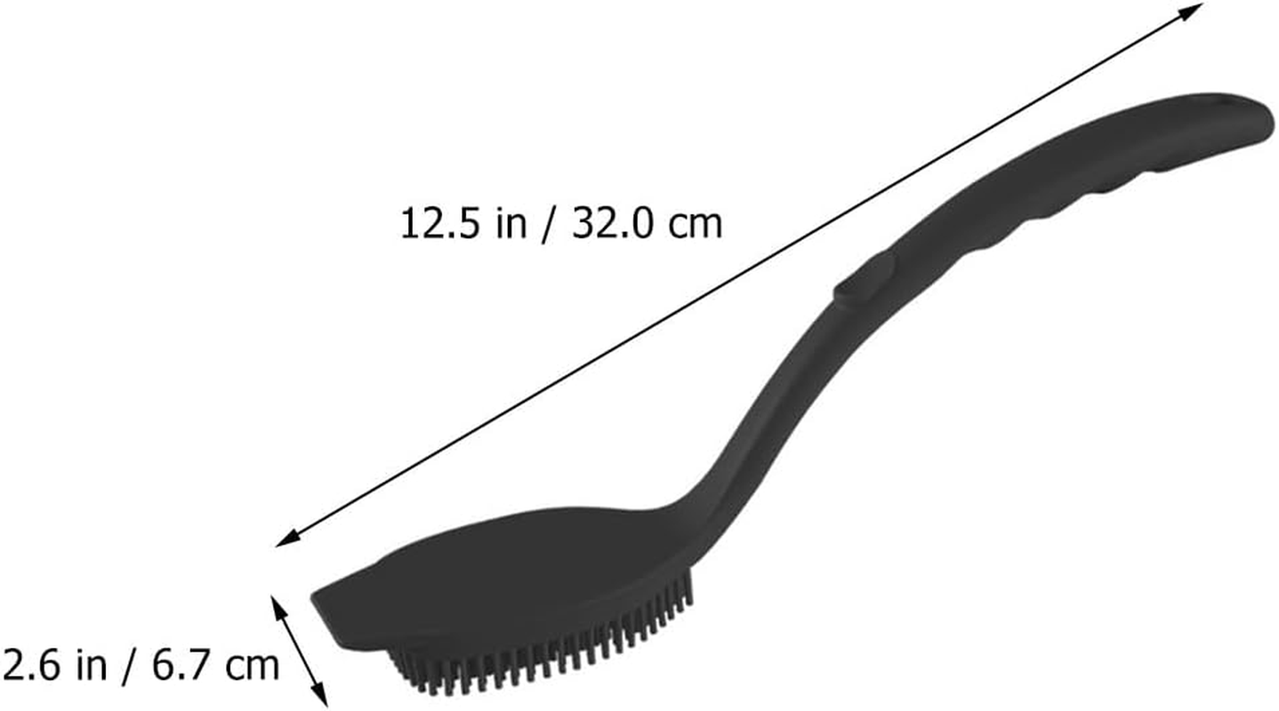 Operitacx Long Handle Silicone Dish Washing Brush for Kitchen Pots Pans and Sinks with Elastic Bristles and Hanging Loop Easy Storage - Red image number 5