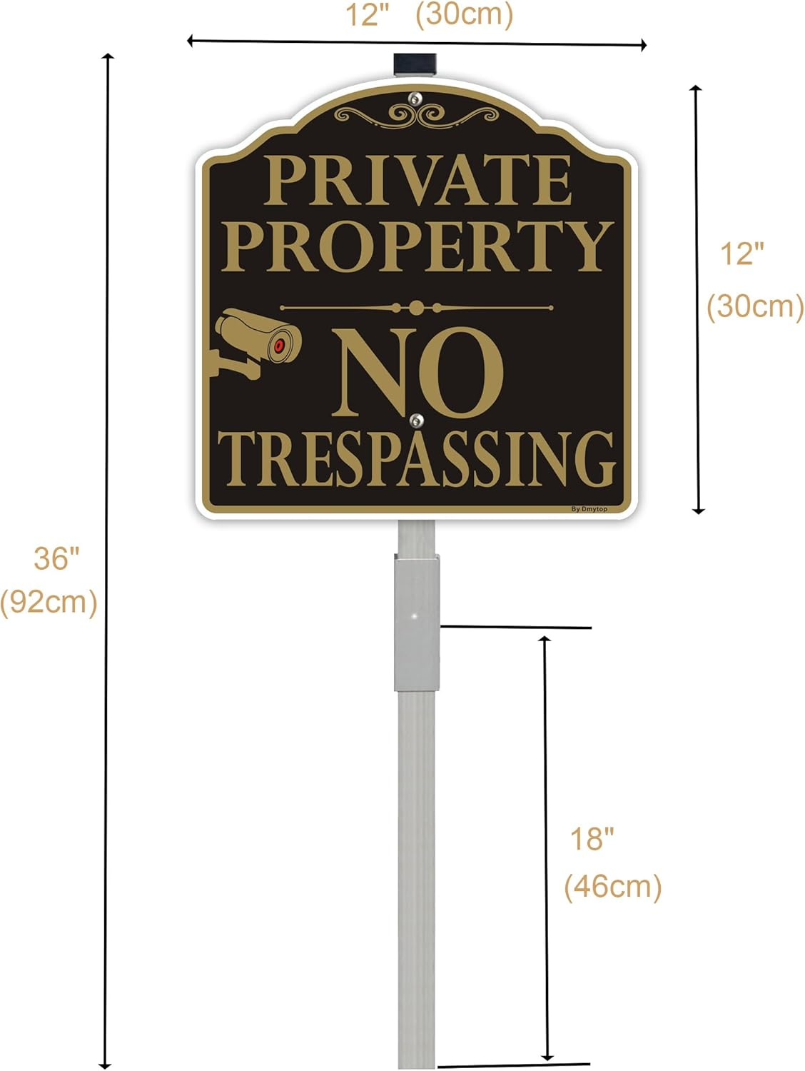 Large Private Property No Trespassing Signs with 36" Alloy Long Stake, 12X12" Video Surveillance Metal Sign for Yard, Rustproof & Fade Resistant, 2Pack image number 3